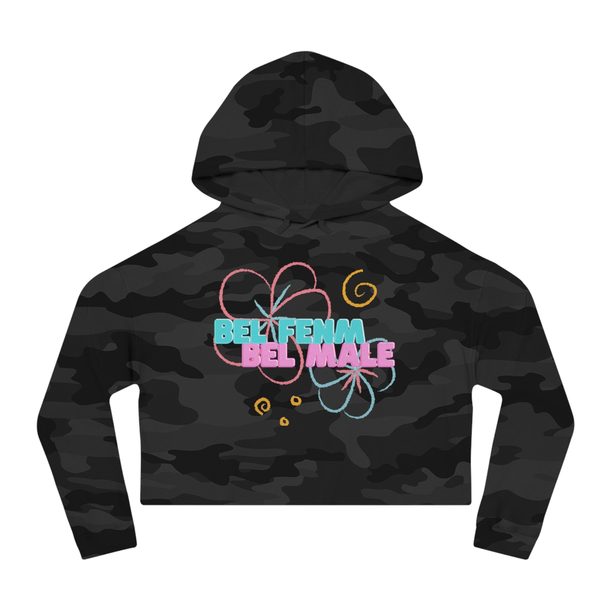 Crop Vi-Hoodie — "Bel Famm Bel Malé" Pastel Floral Graphic