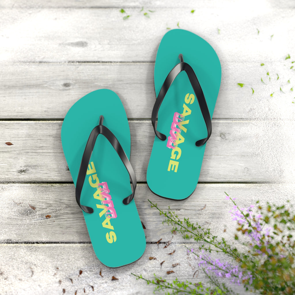 Woman’s Shoes - ‘Savage Diva’ Teal Flip Flops