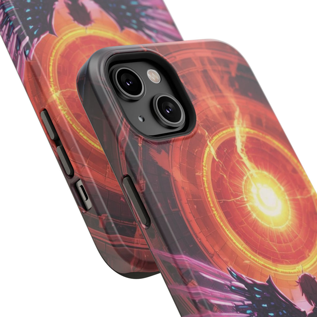 Vi-Anime Phone Case — Angelic Warrior with Fiery Halo Impact-Resistant Design