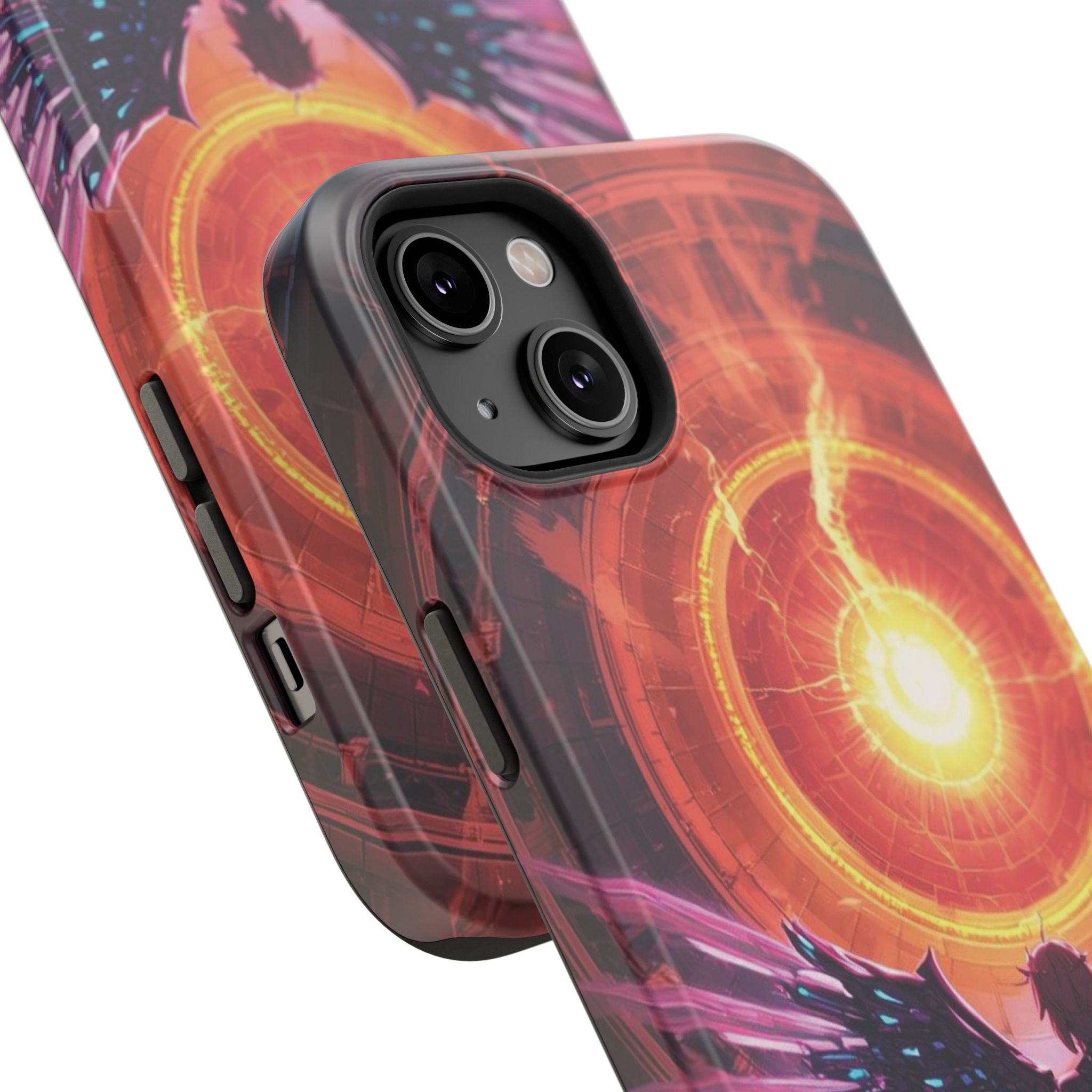 Vi-Anime Phone Case — Angelic Warrior with Fiery Halo Impact-Resistant Design