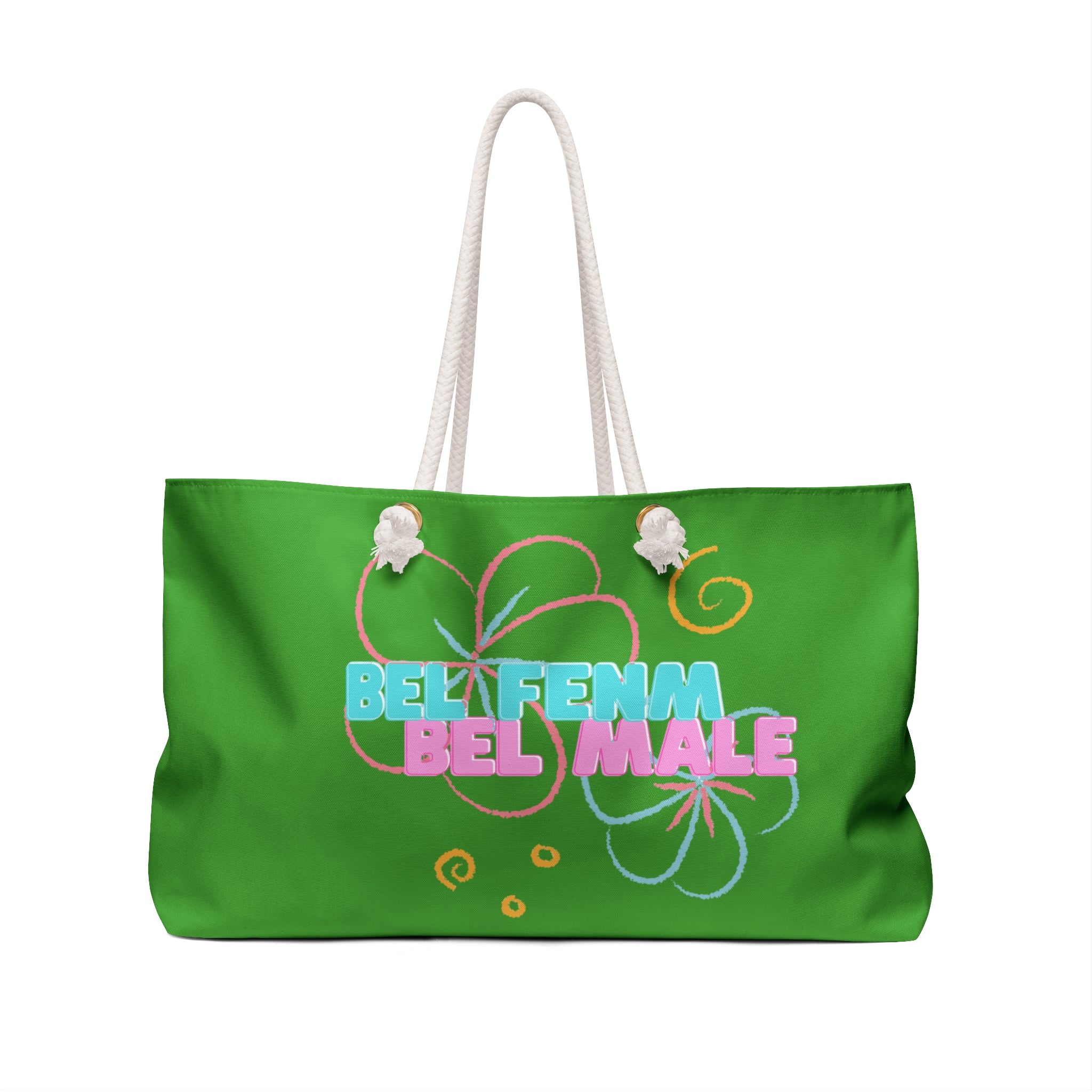 Tropical French Phrase Weekender Bag — 'Bel Famn Bel Malé' Floral Travel Tote l