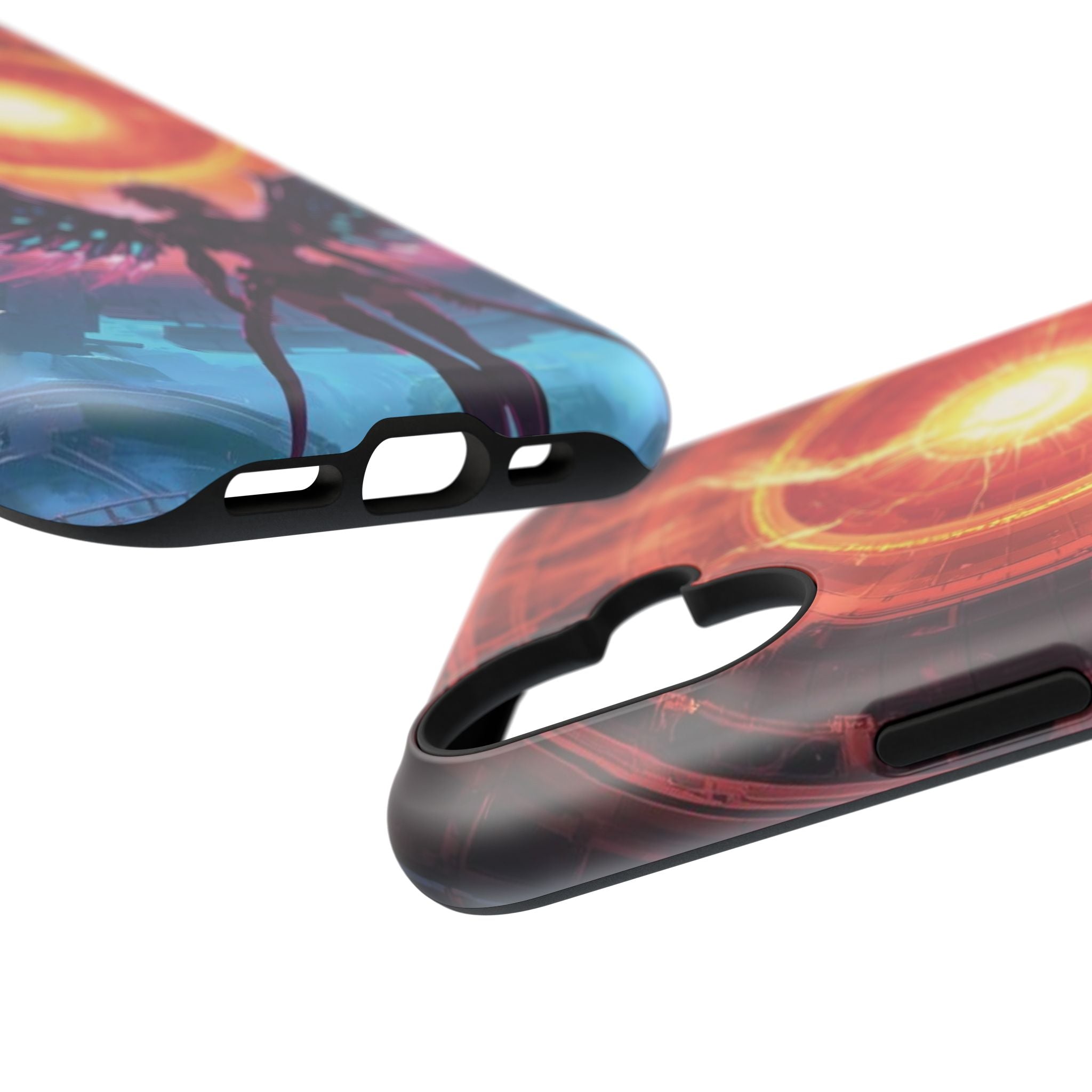 Vi-Anime Phone Case — Angelic Warrior with Fiery Halo Impact-Resistant Design