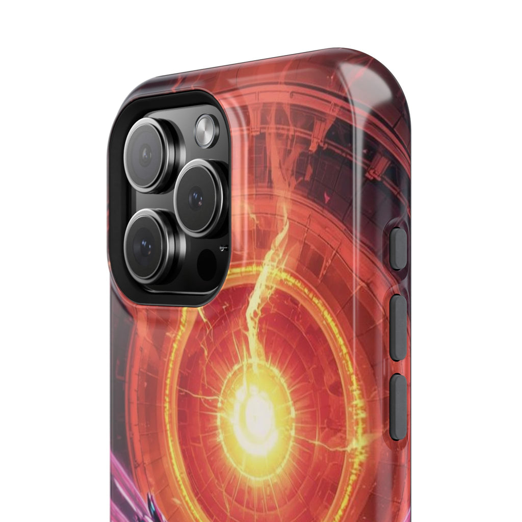 Vi-Anime Phone Case — Angelic Warrior with Fiery Halo Impact-Resistant Design