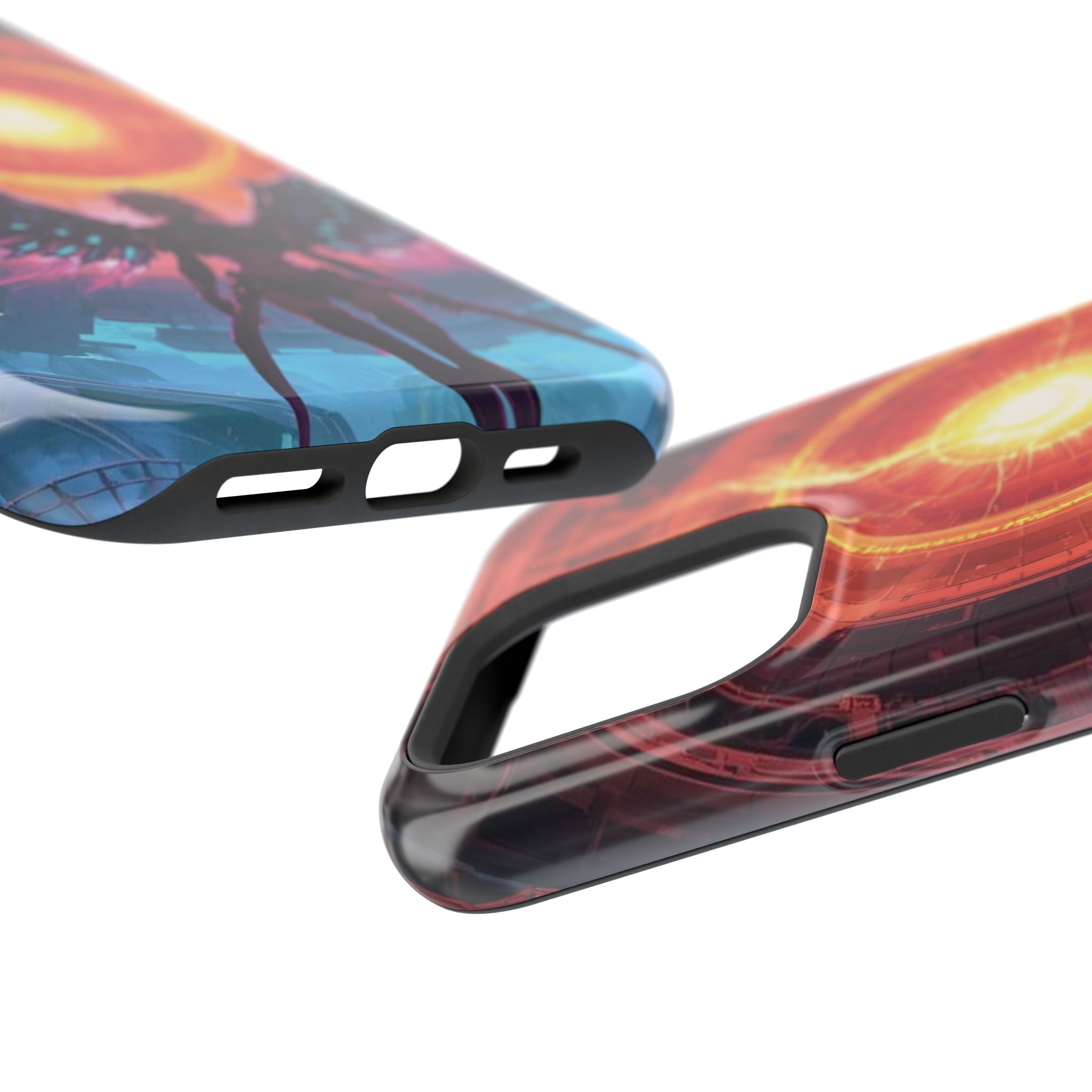 Vi-Anime Phone Case — Angelic Warrior with Fiery Halo Impact-Resistant Design