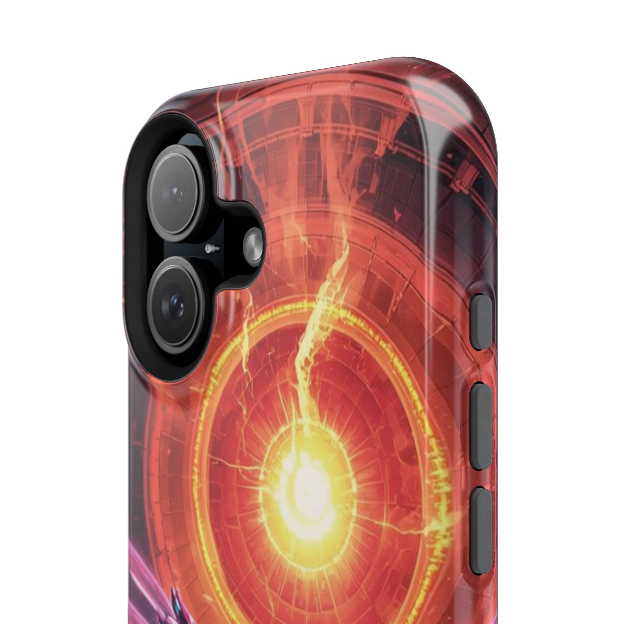 Vi-Anime Phone Case — Angelic Warrior with Fiery Halo Impact-Resistant Design