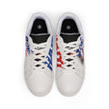 Leather Low-Top Sneakers — 'Love Life' Graffiti Design, Red & Blue Street Style