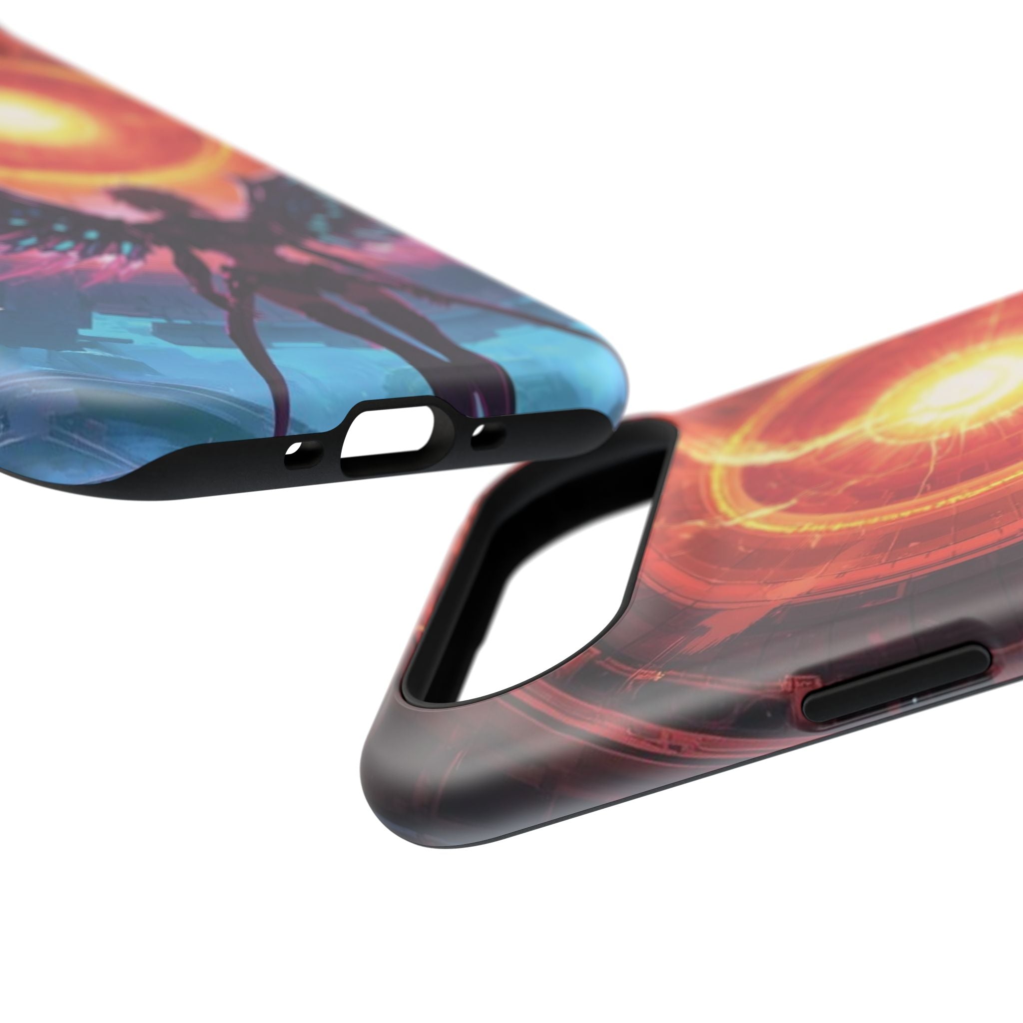 Vi-Anime Phone Case — Angelic Warrior with Fiery Halo Impact-Resistant Design