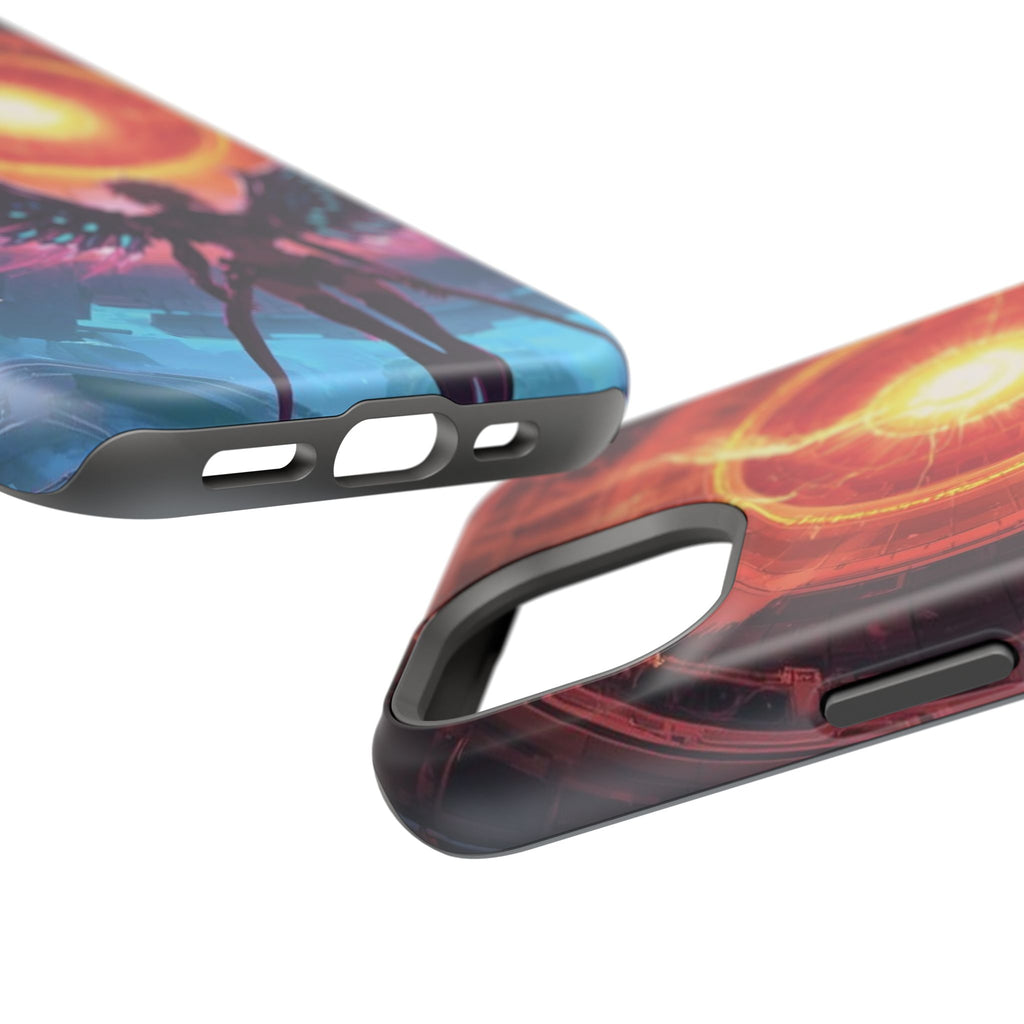 Vi-Anime Phone Case — Angelic Warrior with Fiery Halo Impact-Resistant Design