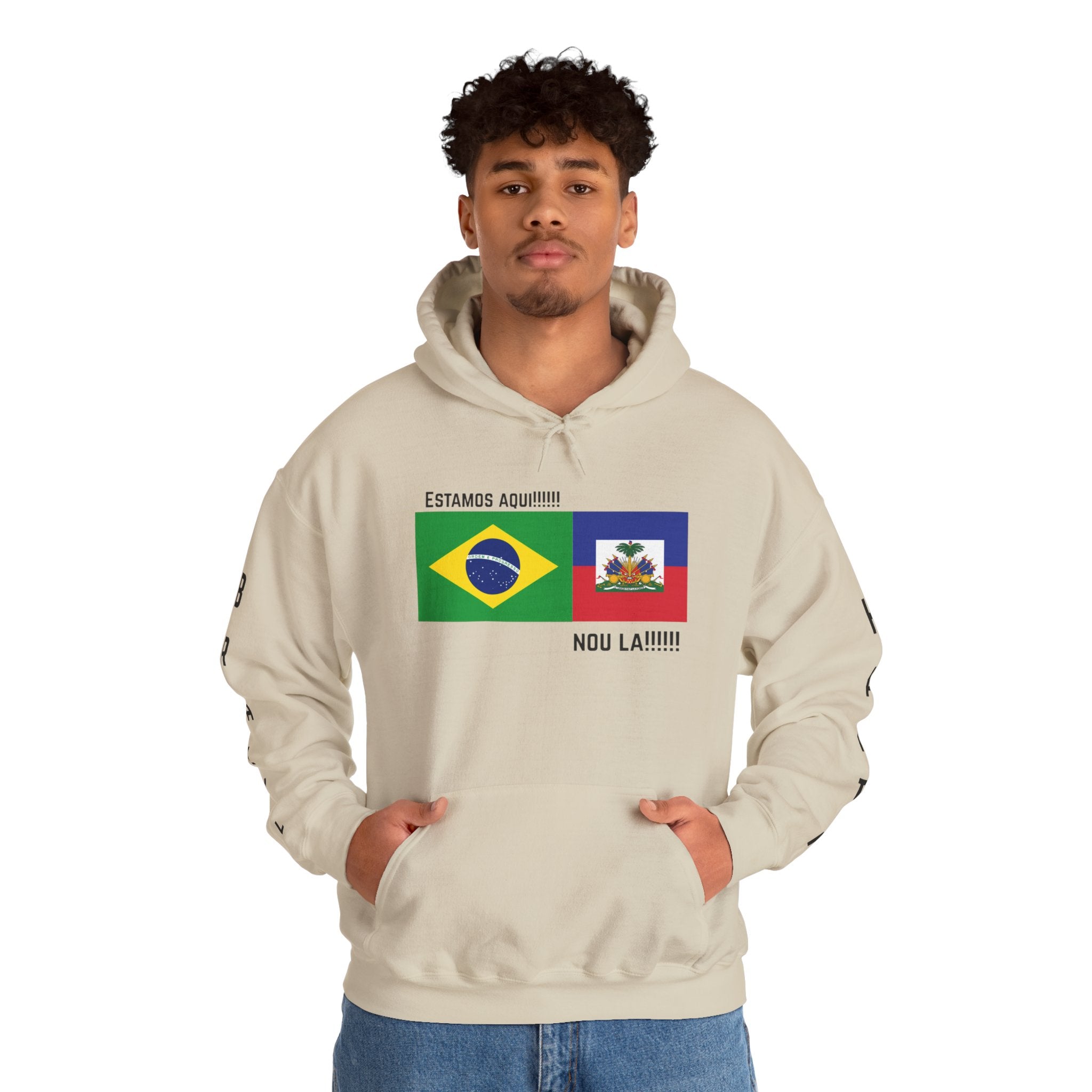 Vi-Hoodie Haiti Brazil Flag Hoodie — "Estamos Aqui!!! Nou La!!!!!"