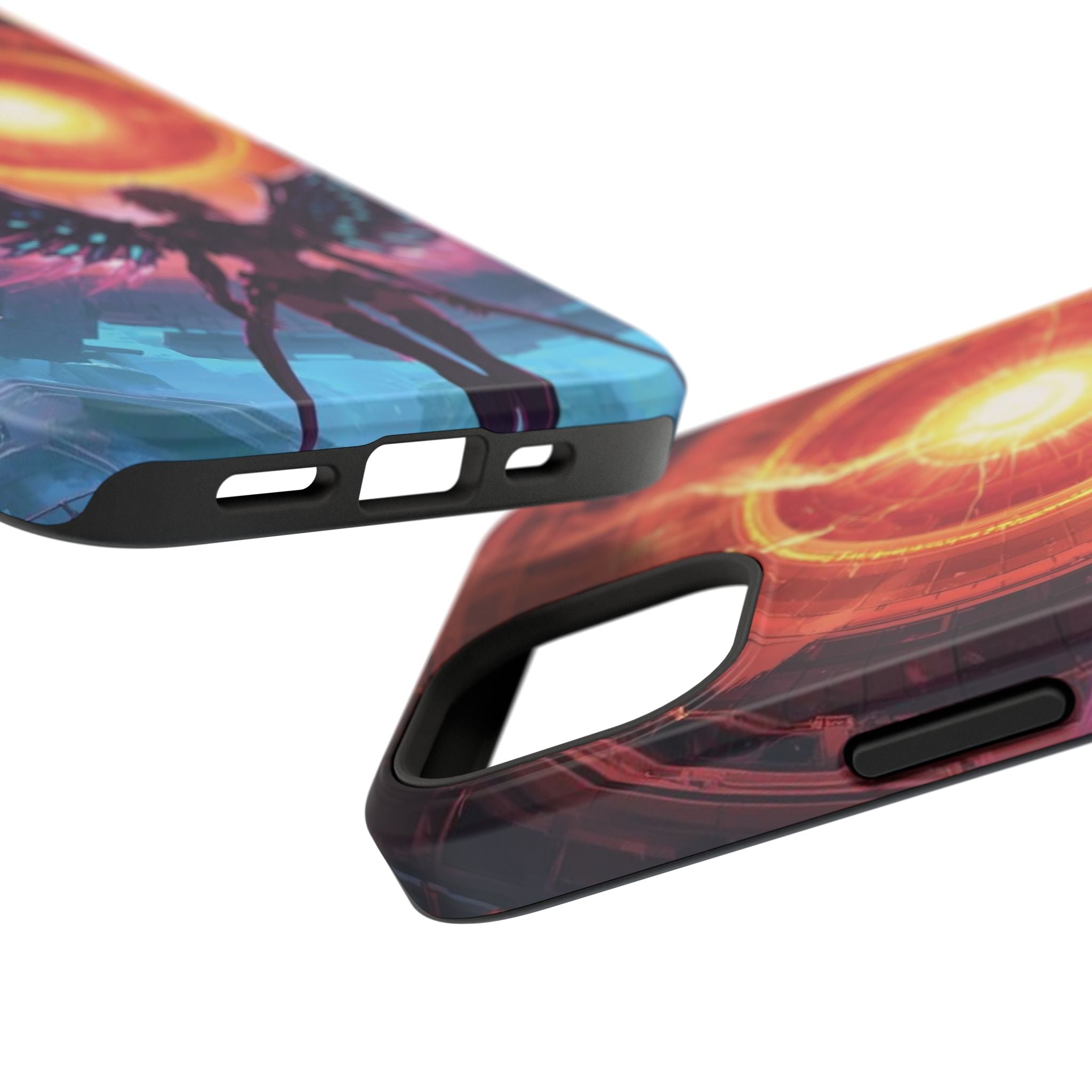 Vi-Anime Phone Case — Angelic Warrior with Fiery Halo Impact-Resistant Design