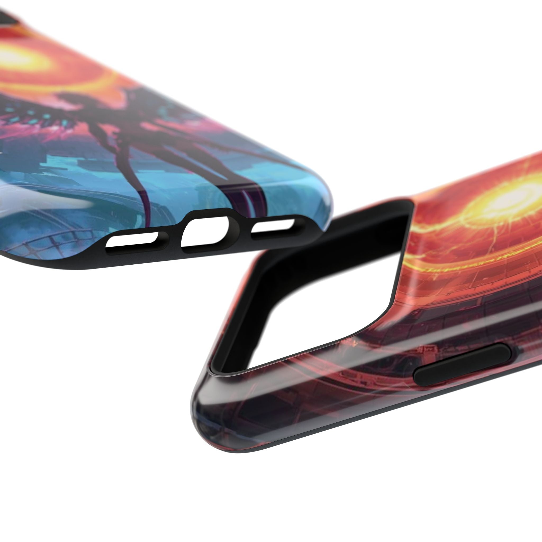 Vi-Anime Phone Case — Angelic Warrior with Fiery Halo Impact-Resistant Design