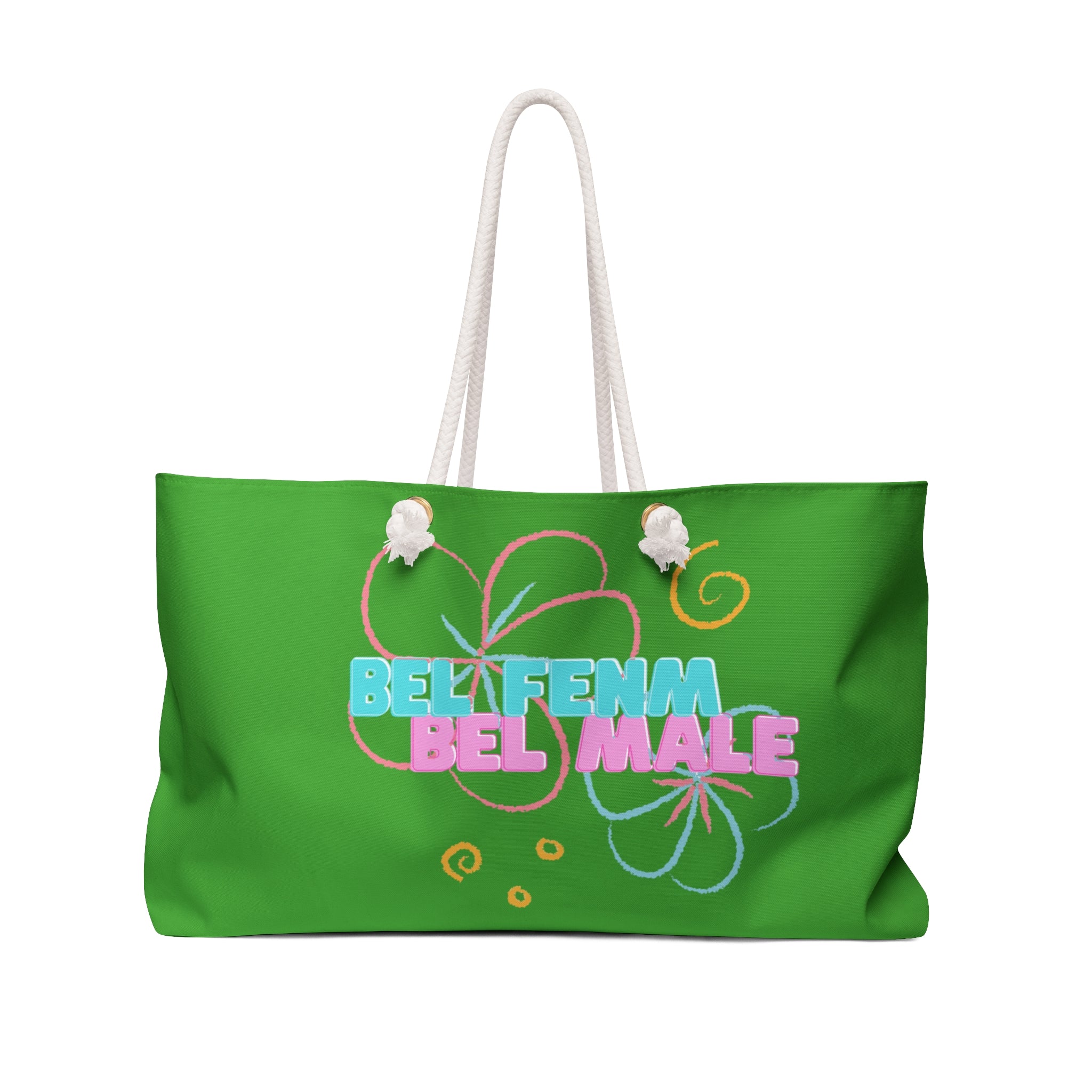 Tropical French Phrase Weekender Bag — 'Bel Famn Bel Malé' Floral Travel Tote l