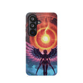 Vi-Anime Phone Case — Angelic Warrior with Fiery Halo Impact-Resistant Design