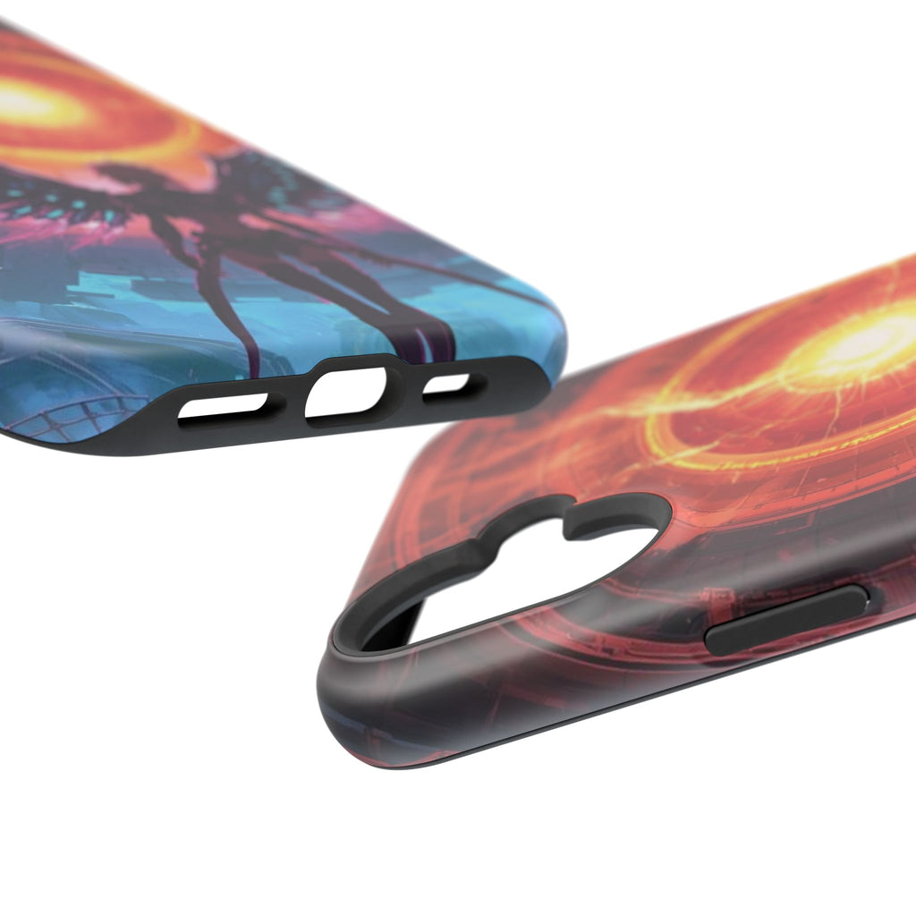 Vi-Anime Phone Case — Angelic Warrior with Fiery Halo Impact-Resistant Design