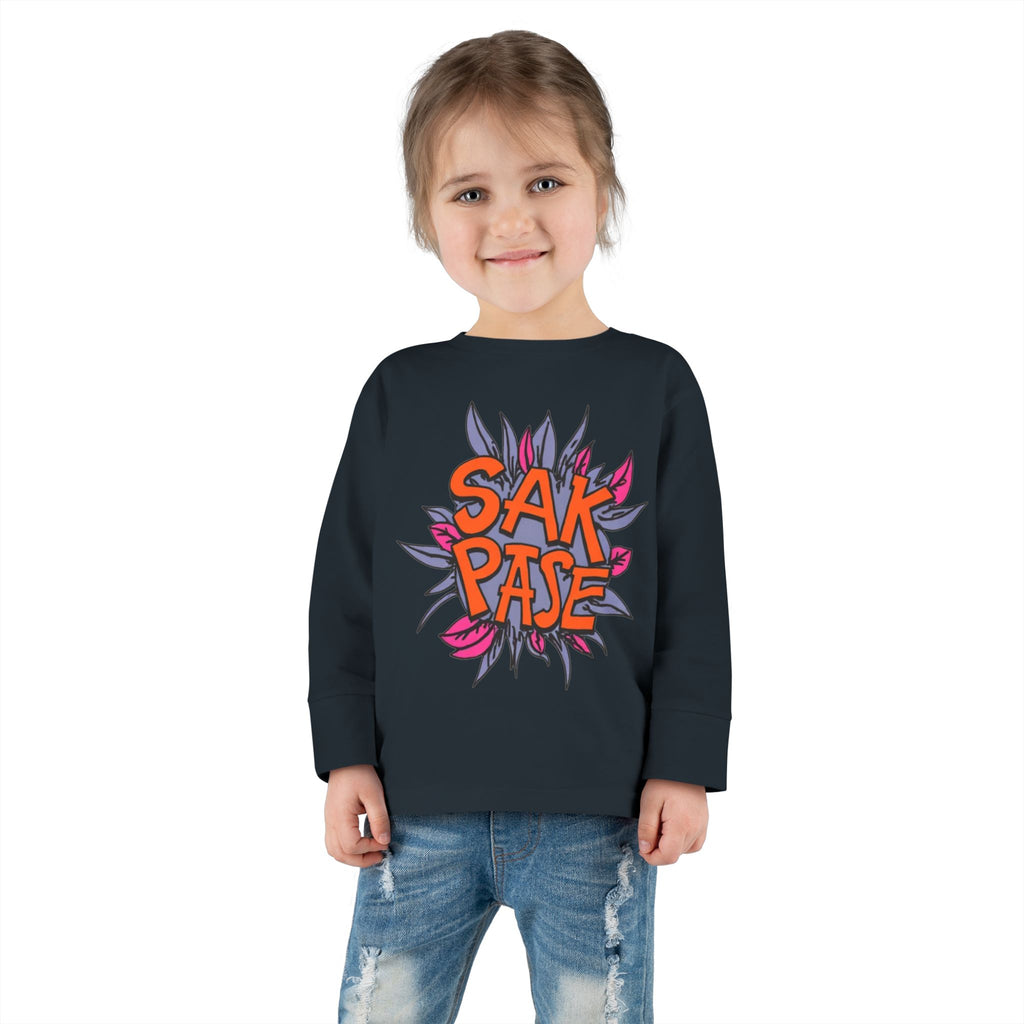 Little Vi -  Long Sleeve Tee — Colorful ‘SAK PASE’ Floral Graphic Kids Shirt