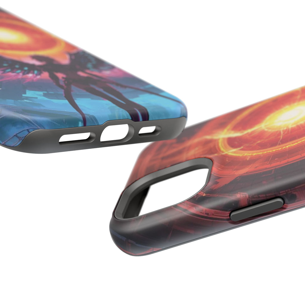 Vi-Anime Phone Case — Angelic Warrior with Fiery Halo Impact-Resistant Design