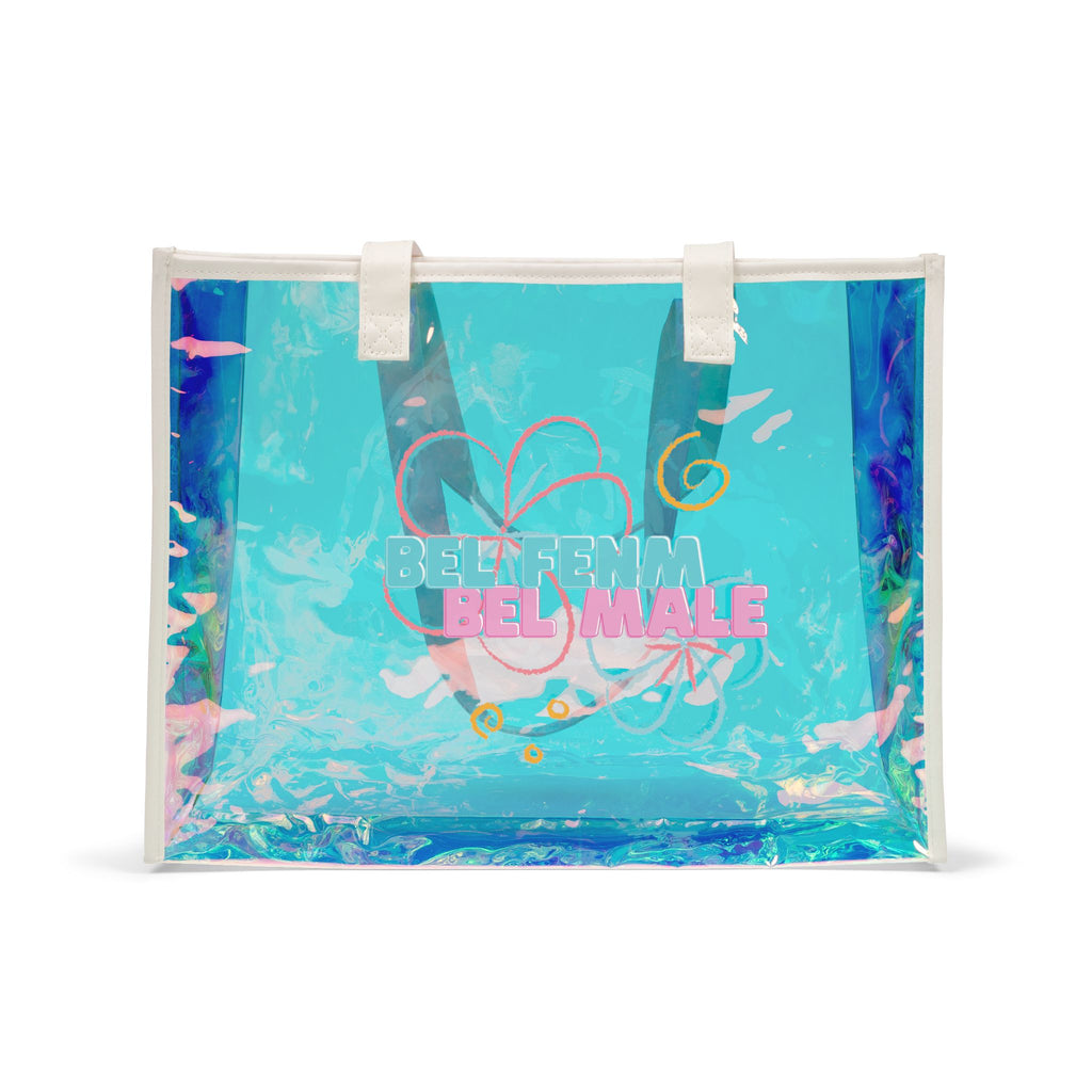 Holographic Beach Tote Bag – Iridescent Clear Summer Beach Bag
