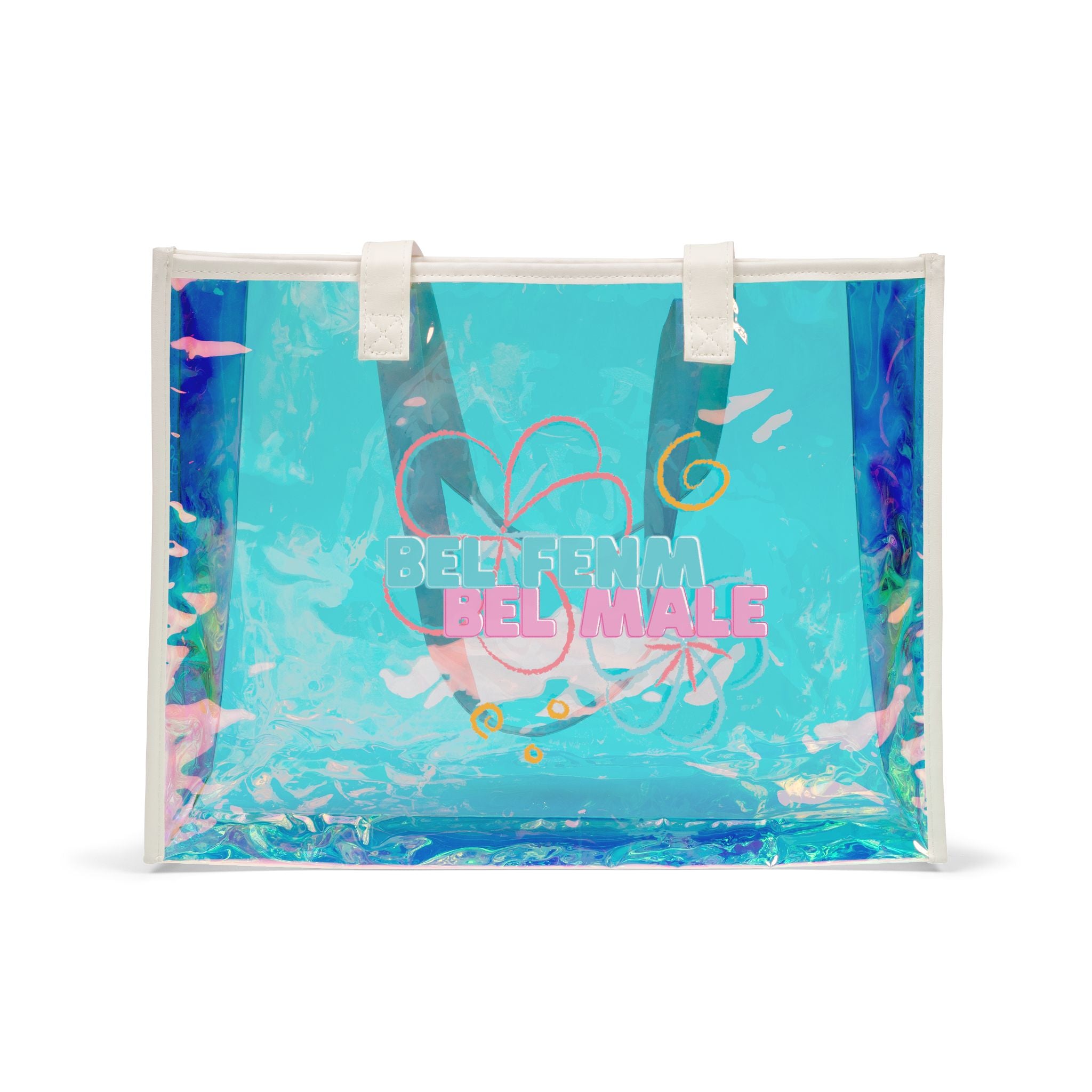 Holographic Beach Tote Bag – Iridescent Clear Summer Beach Bag