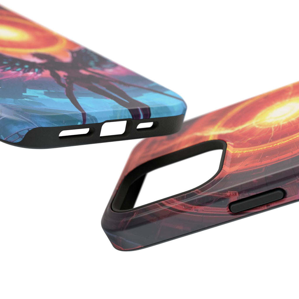 Vi-Anime Phone Case — Angelic Warrior with Fiery Halo Impact-Resistant Design