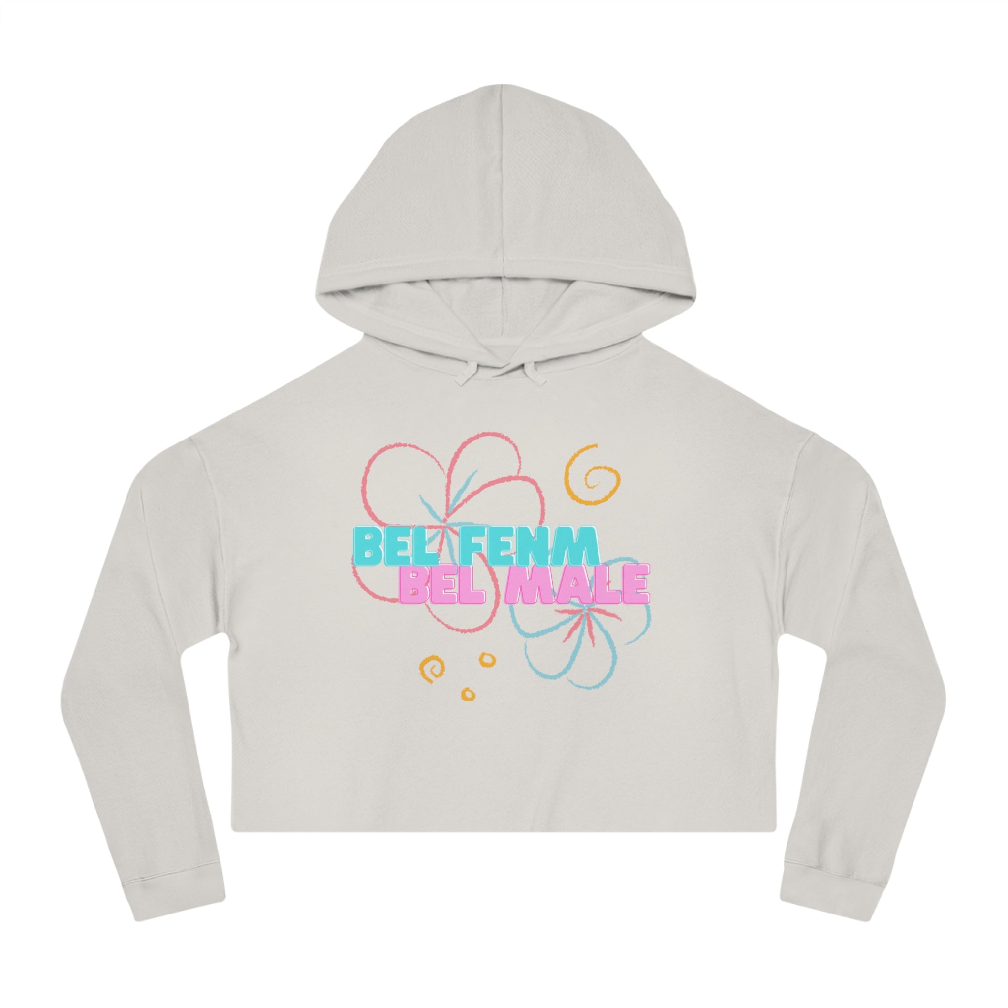 Crop Vi-Hoodie — "Bel Famm Bel Malé" Pastel Floral Graphic