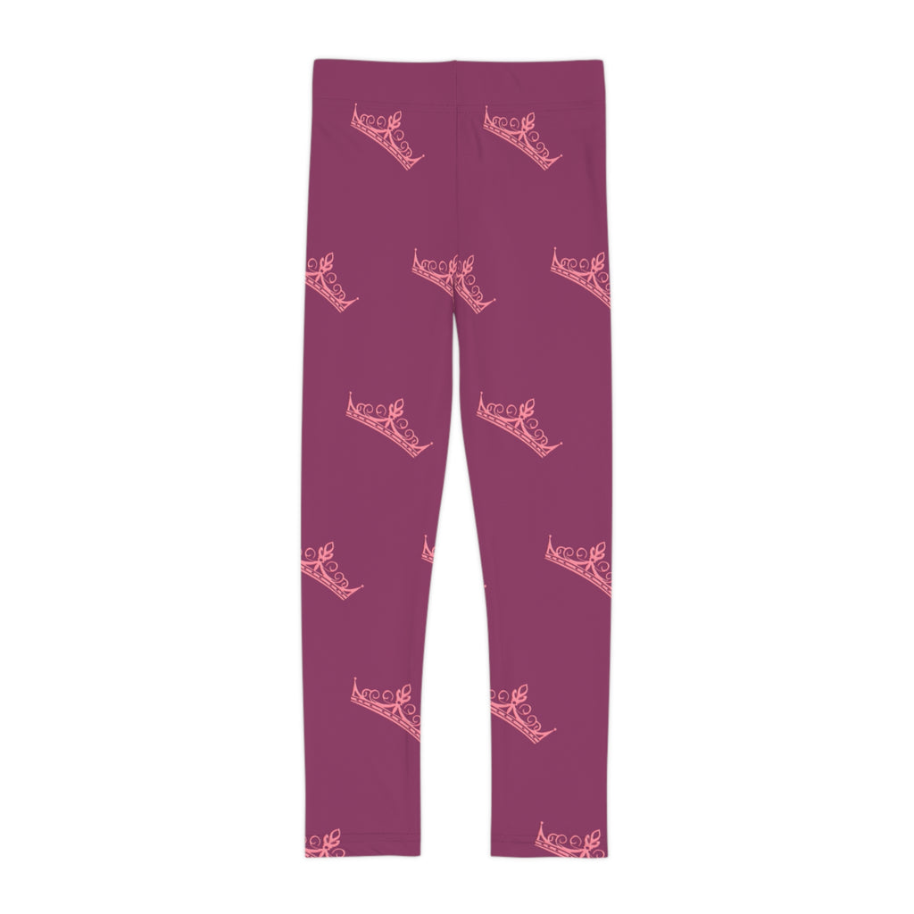 Little Vi Girls Leggings — Pink Crown All-Over Print, Royal Princess Casual Wear