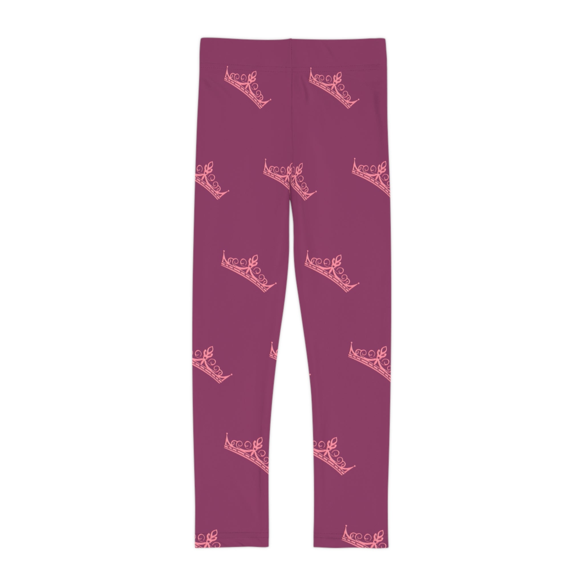 Little Vi Girls Leggings — Pink Crown All-Over Print, Royal Princess Casual Wear