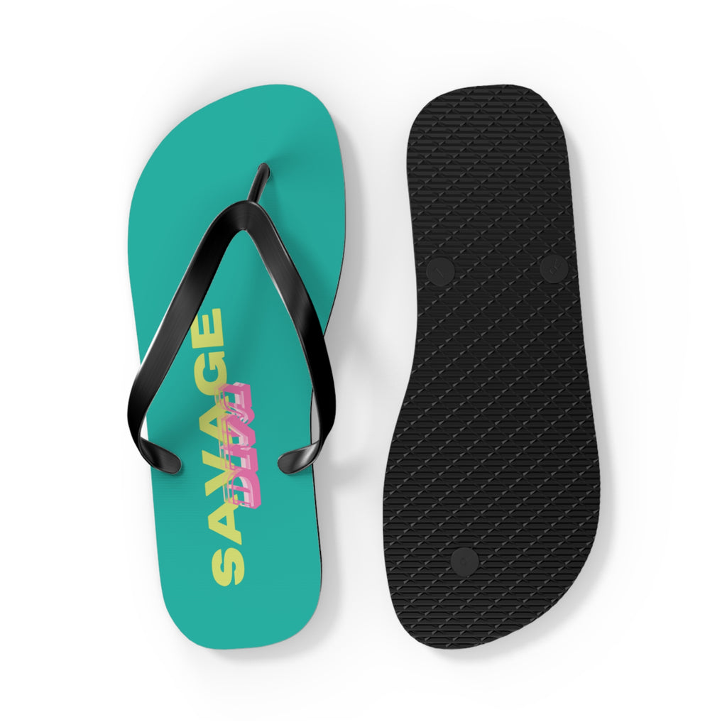 Woman’s Shoes - ‘Savage Diva’ Teal Flip Flops