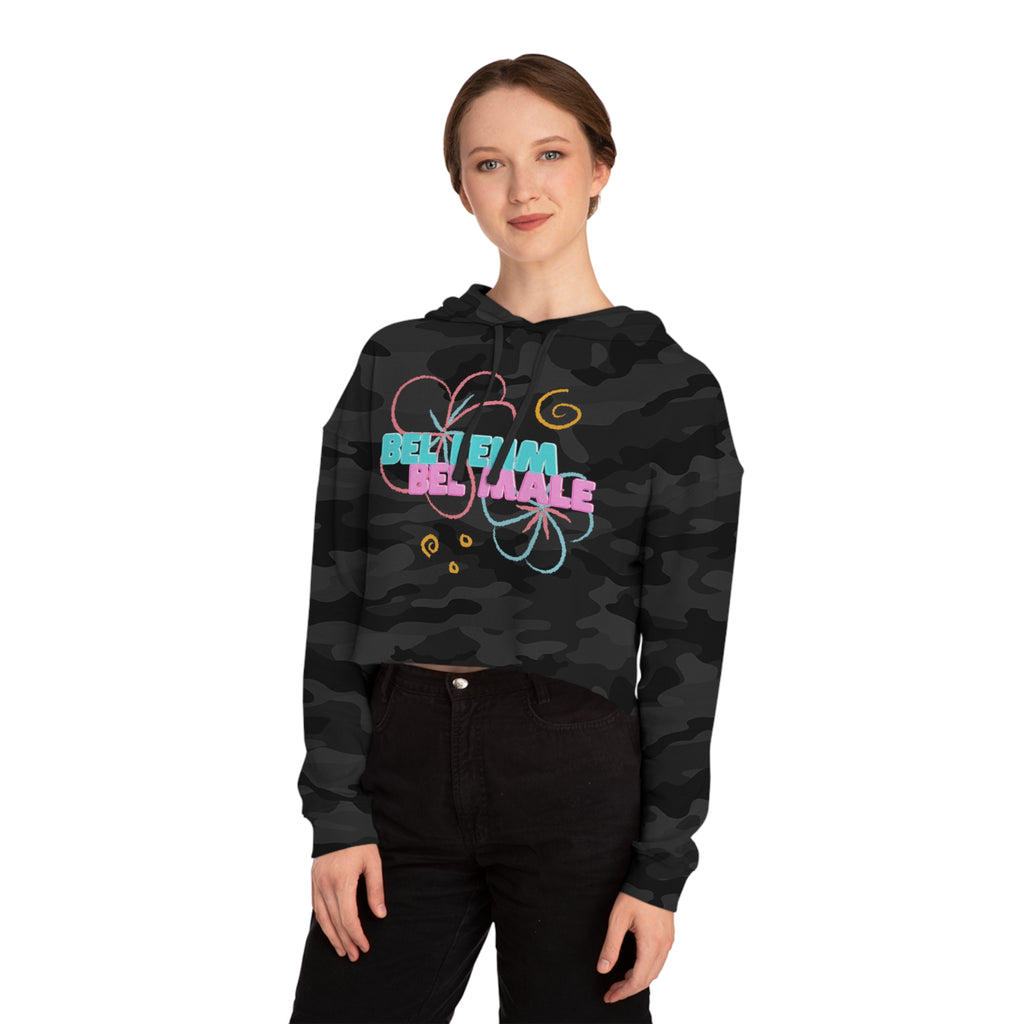 Crop Vi-Hoodie — "Bel Famm Bel Malé" Pastel Floral Graphic