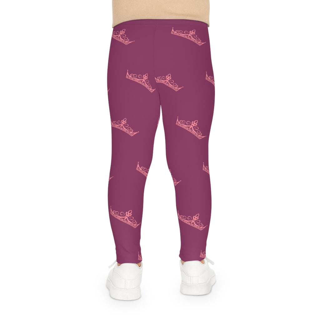 Little Vi Girls Leggings — Pink Crown All-Over Print, Royal Princess Casual Wear