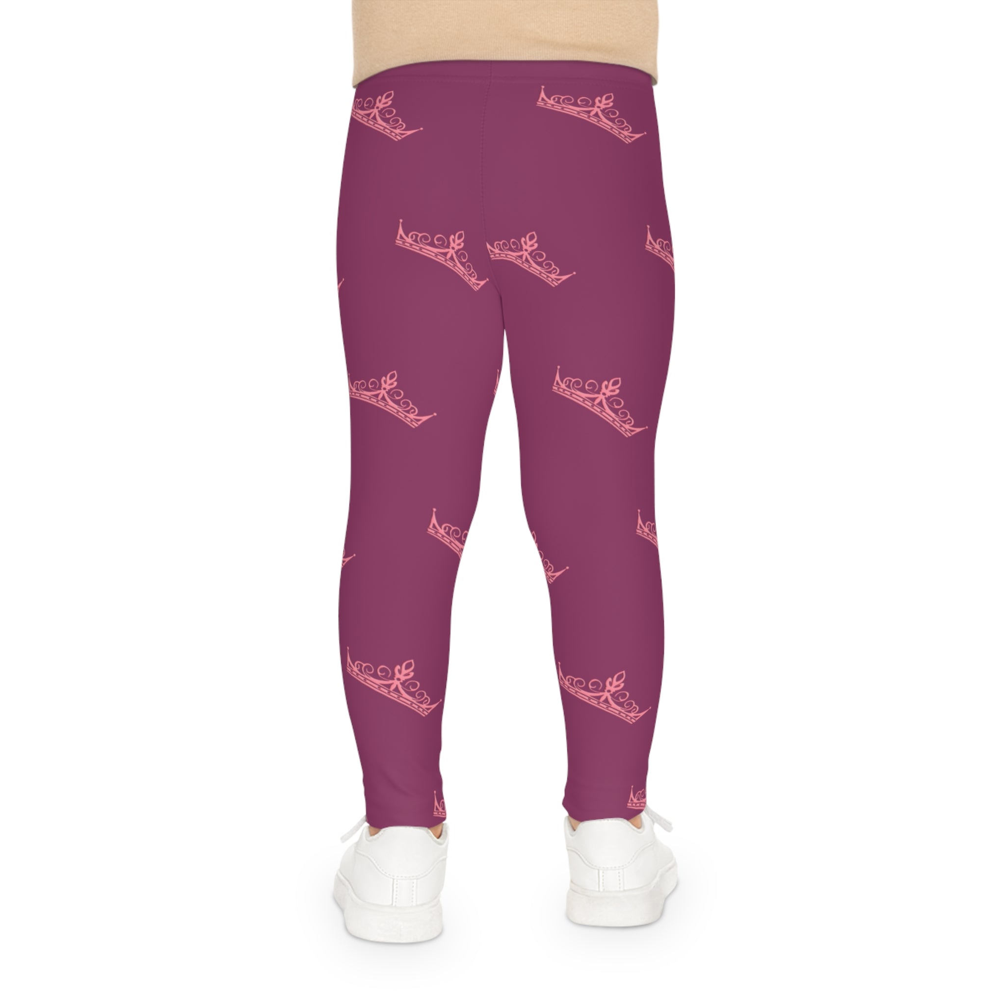 Little Vi Girls Leggings — Pink Crown All-Over Print, Royal Princess Casual Wear