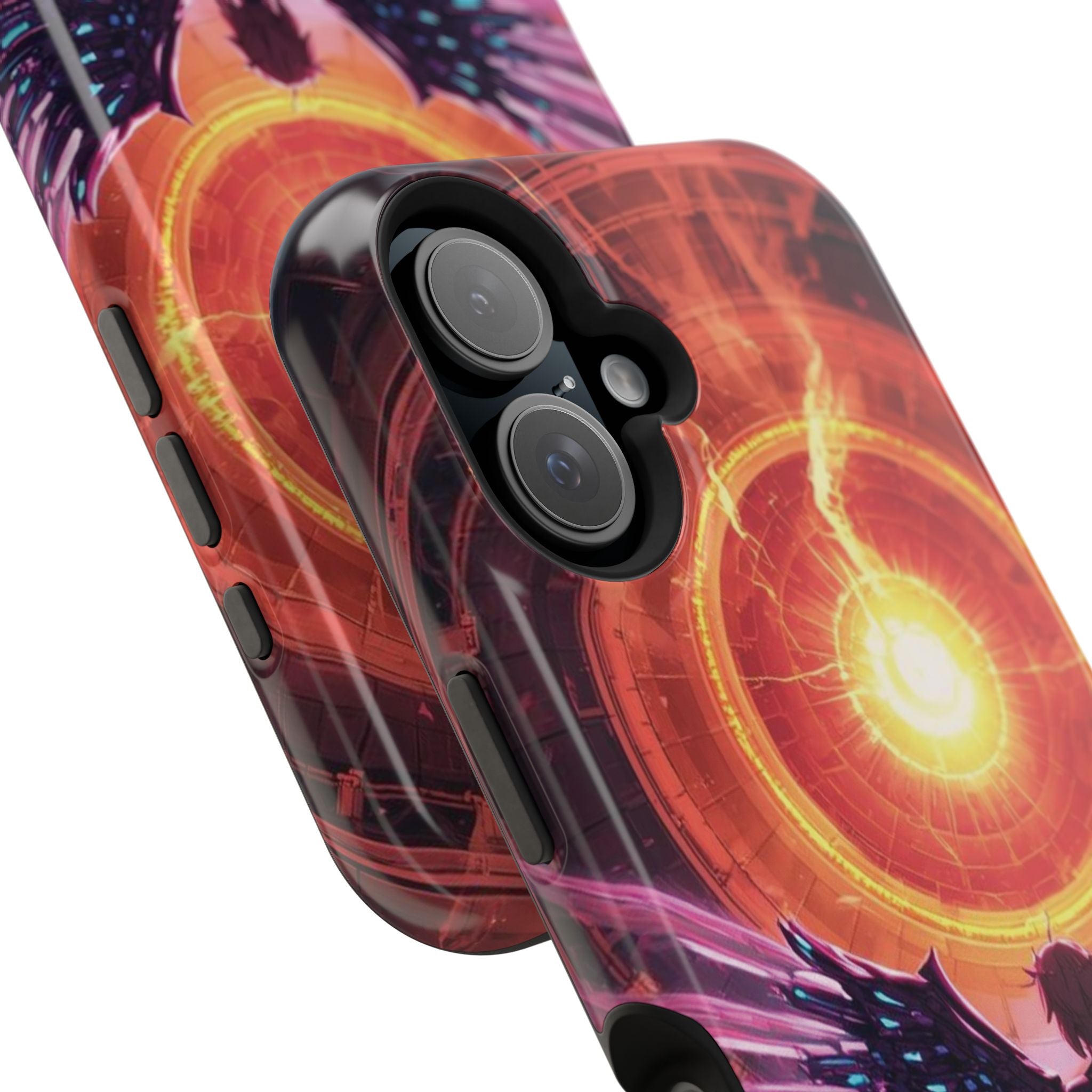 Vi-Anime Phone Case — Angelic Warrior with Fiery Halo Impact-Resistant Design