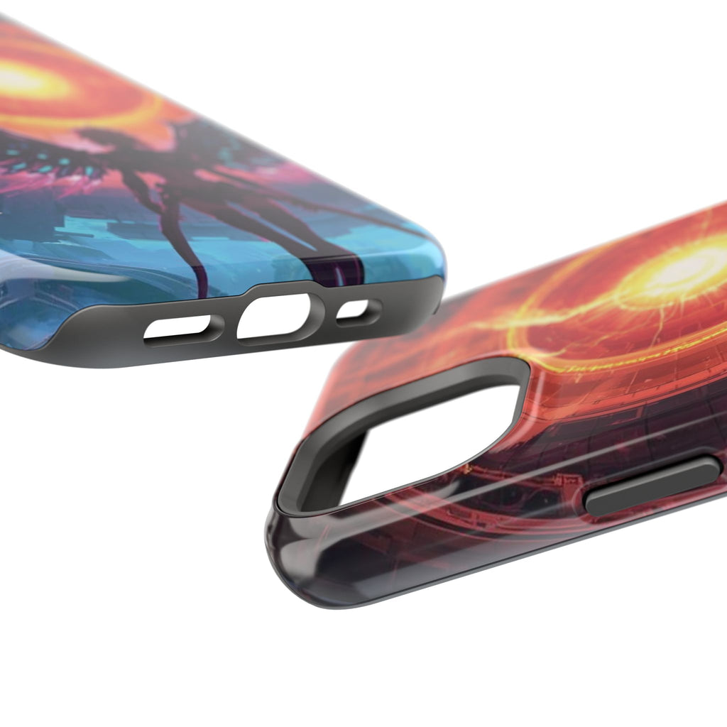 Vi-Anime Phone Case — Angelic Warrior with Fiery Halo Impact-Resistant Design