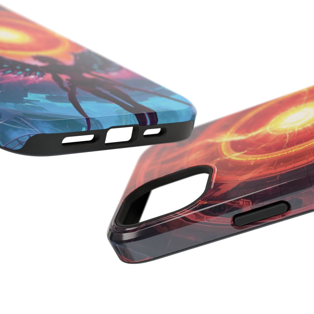 Vi-Anime Phone Case — Angelic Warrior with Fiery Halo Impact-Resistant Design