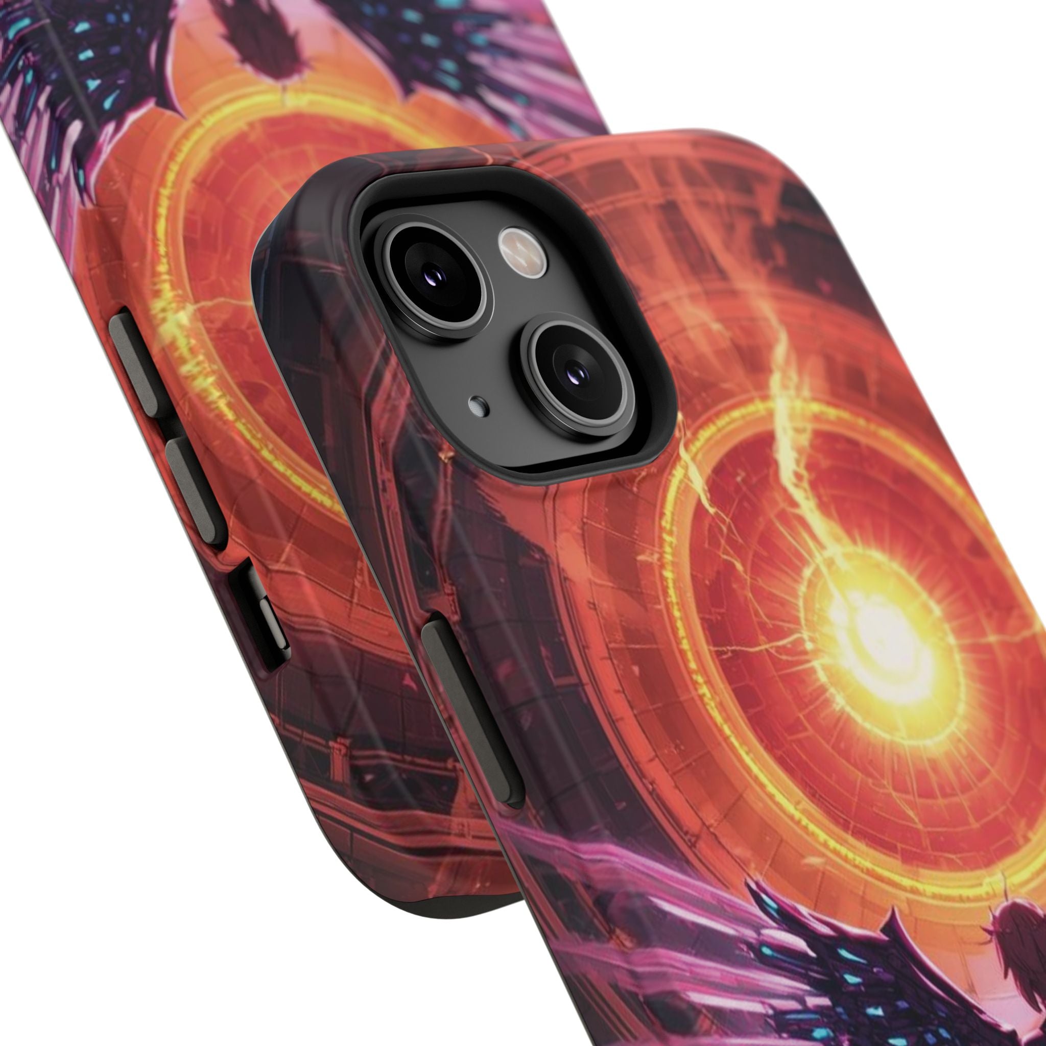 Vi-Anime Phone Case — Angelic Warrior with Fiery Halo Impact-Resistant Design