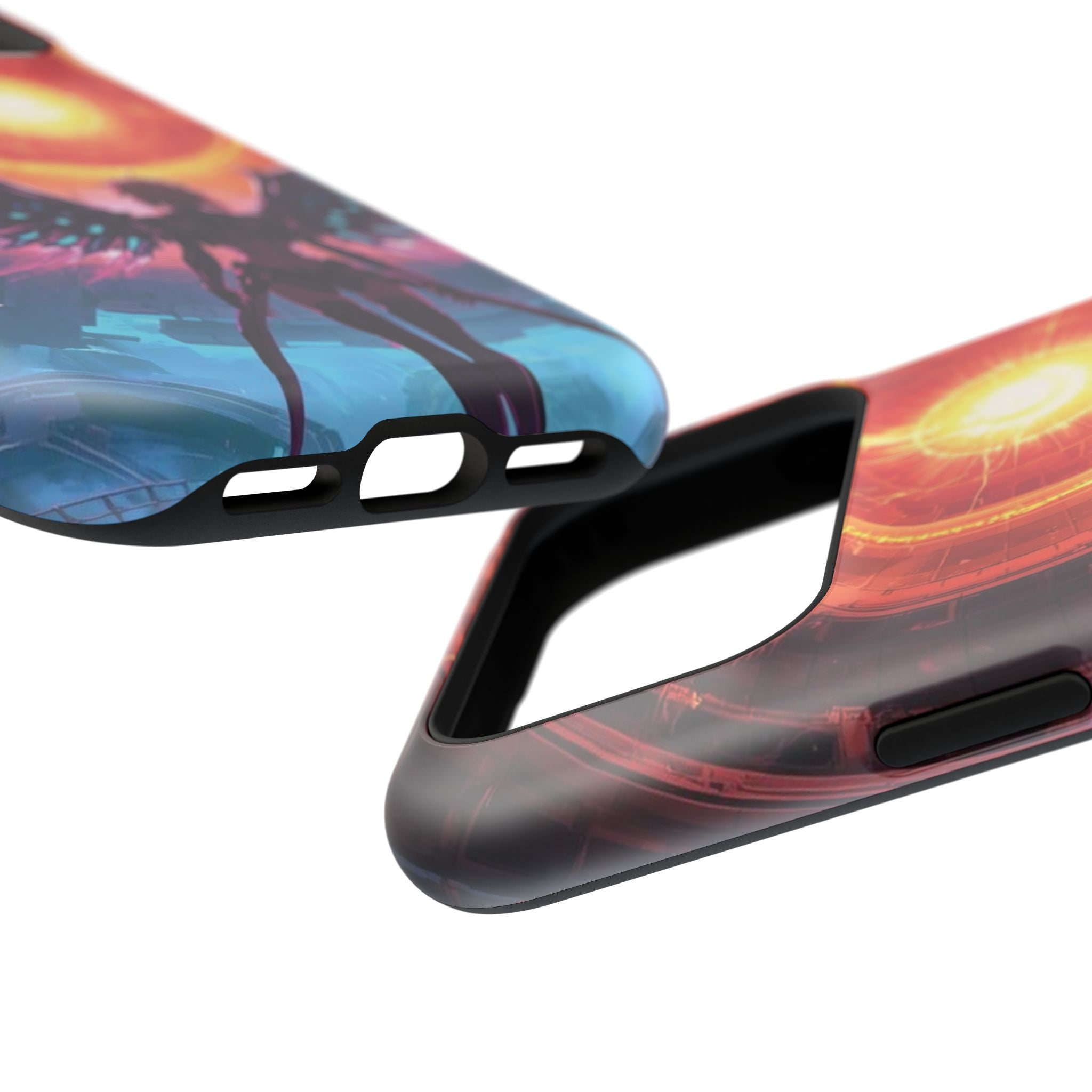 Vi-Anime Phone Case — Angelic Warrior with Fiery Halo Impact-Resistant Design