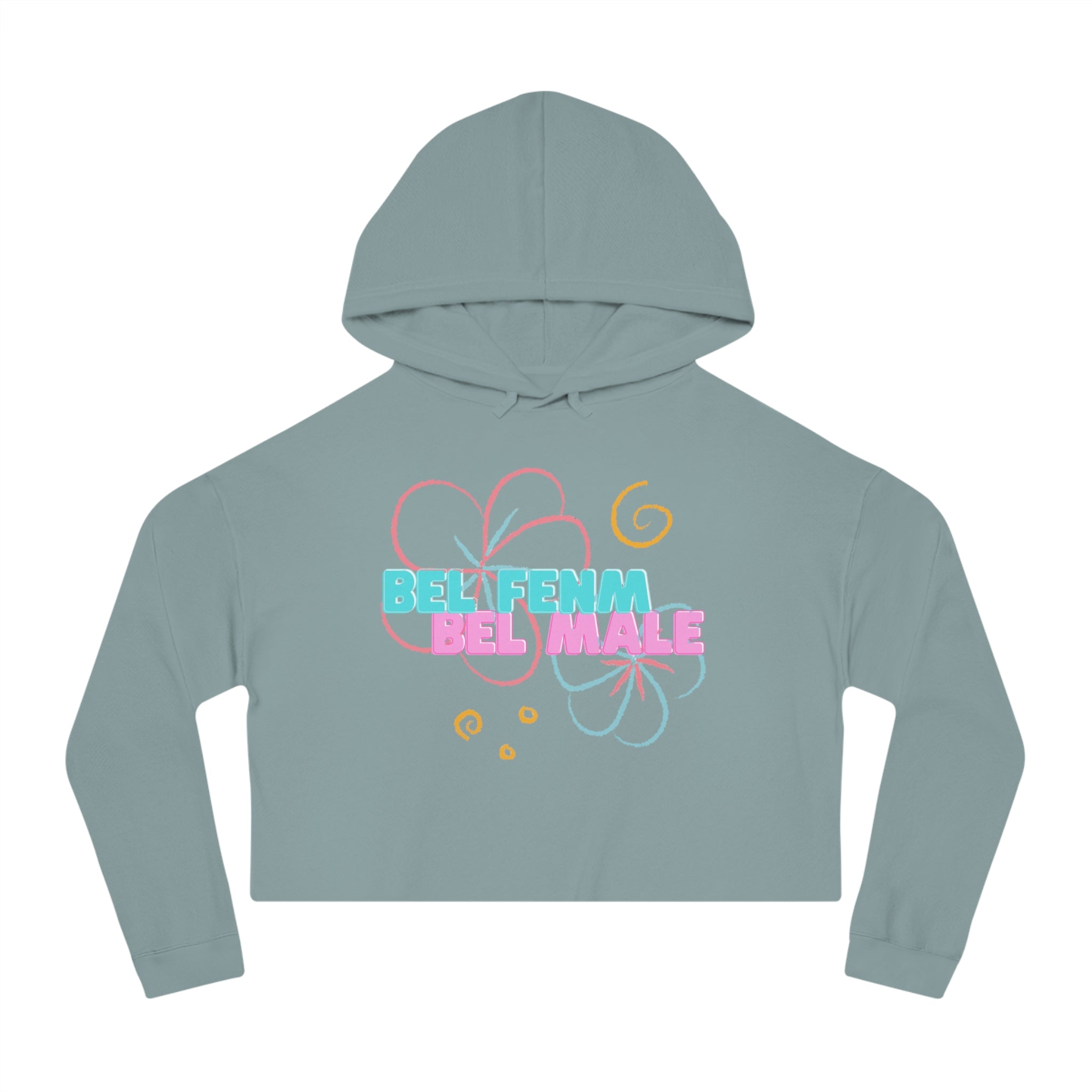 Crop Vi-Hoodie — "Bel Famm Bel Malé" Pastel Floral Graphic