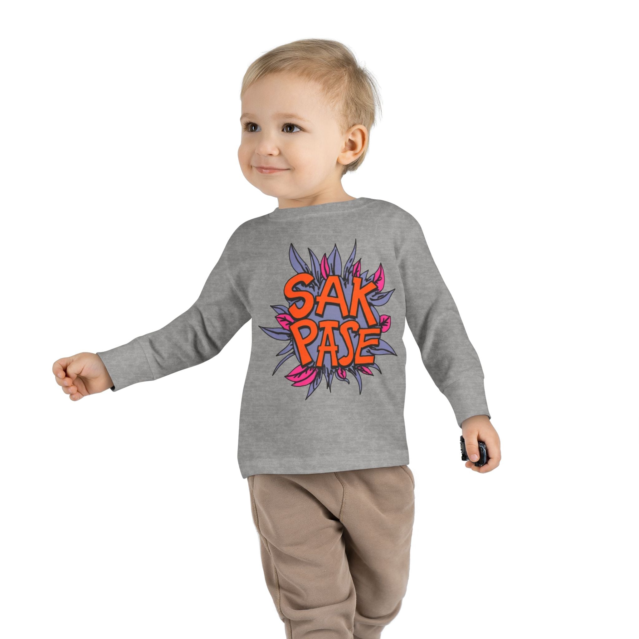 Little Vi -  Long Sleeve Tee — Colorful ‘SAK PASE’ Floral Graphic Kids Shirt