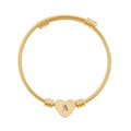 Engravable Heart Cuff Bracelet — Personalized Initial Silver Cable Bracelet