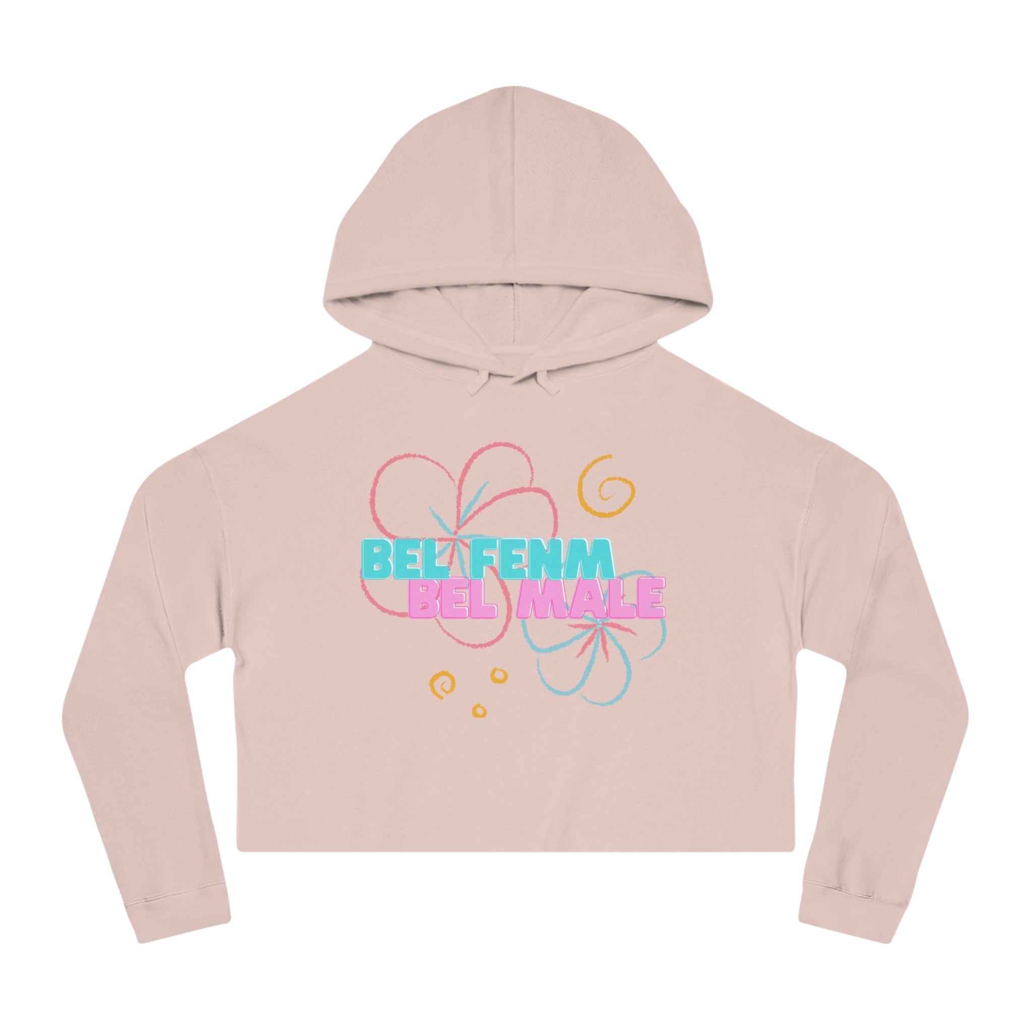 Crop Vi-Hoodie — "Bel Famm Bel Malé" Pastel Floral Graphic