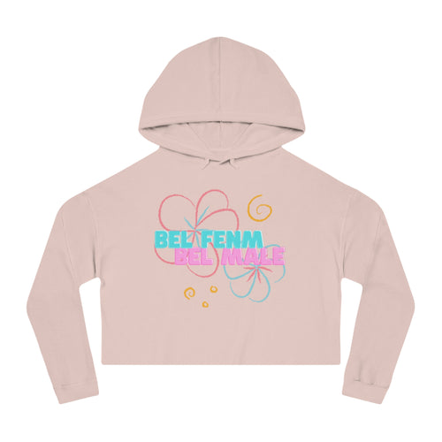Crop Vi-Hoodie — "Bel Famm Bel Malé" Pastel Floral Graphic