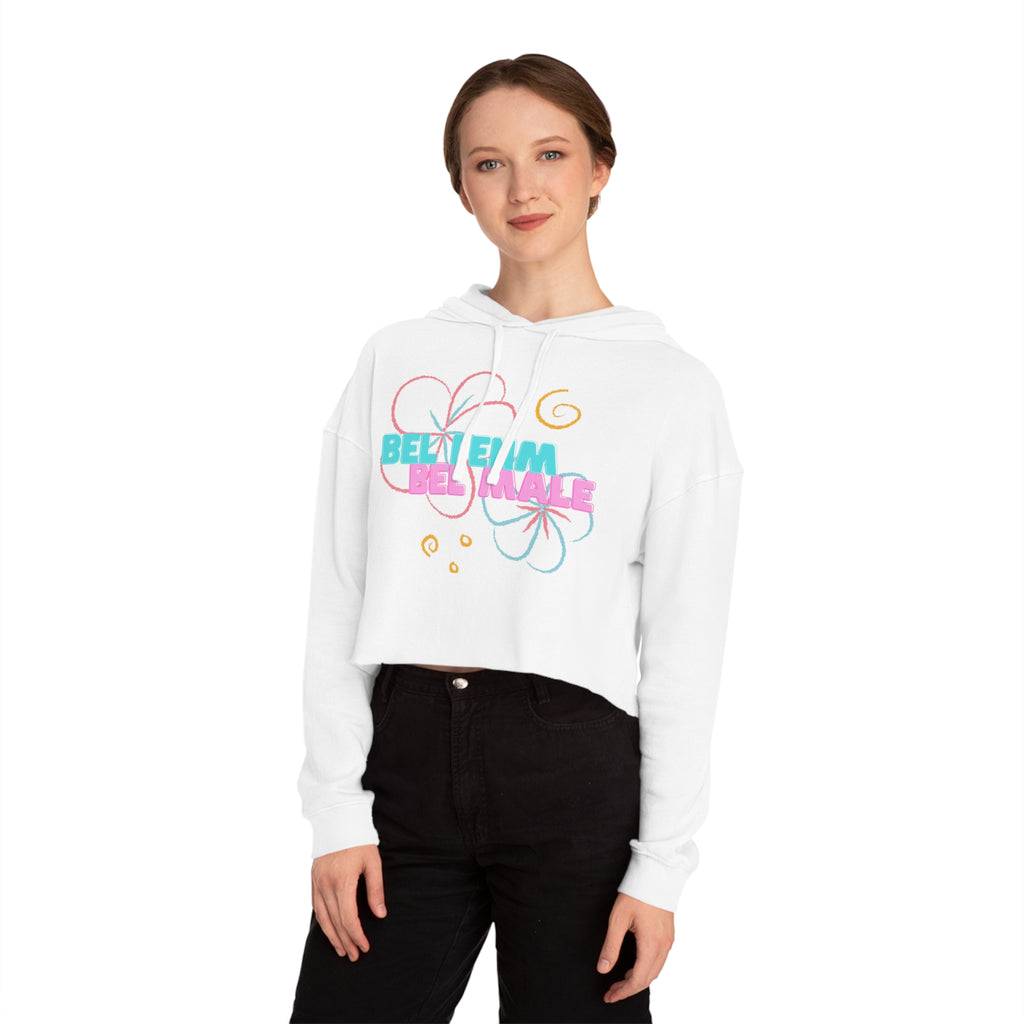 Crop Vi-Hoodie — "Bel Famm Bel Malé" Pastel Floral Graphic