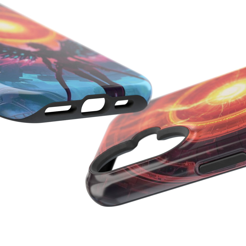 Vi-Anime Phone Case — Angelic Warrior with Fiery Halo Impact-Resistant Design