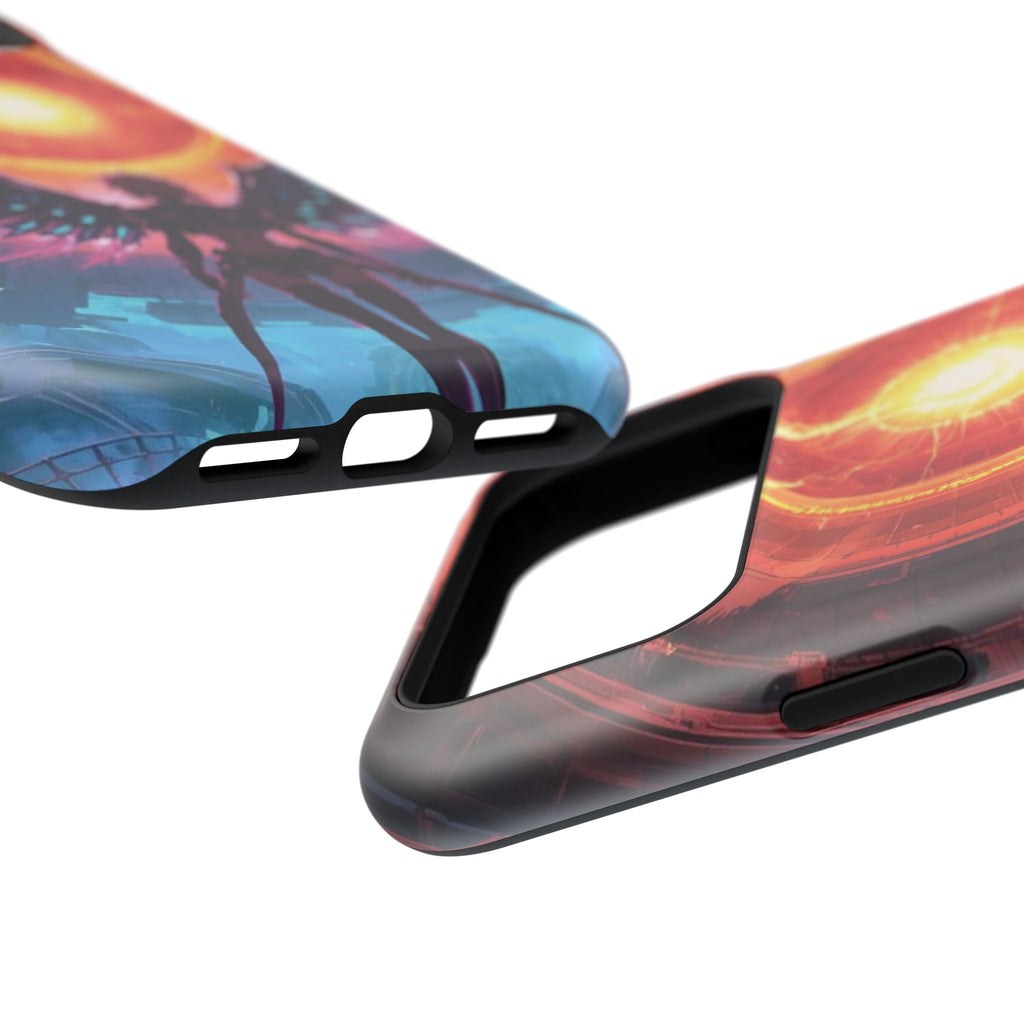 Vi-Anime Phone Case — Angelic Warrior with Fiery Halo Impact-Resistant Design