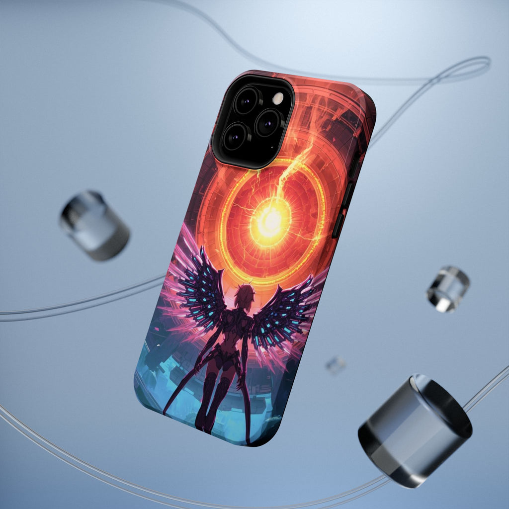 Vi-Anime Phone Case — Angelic Warrior with Fiery Halo Impact-Resistant Design