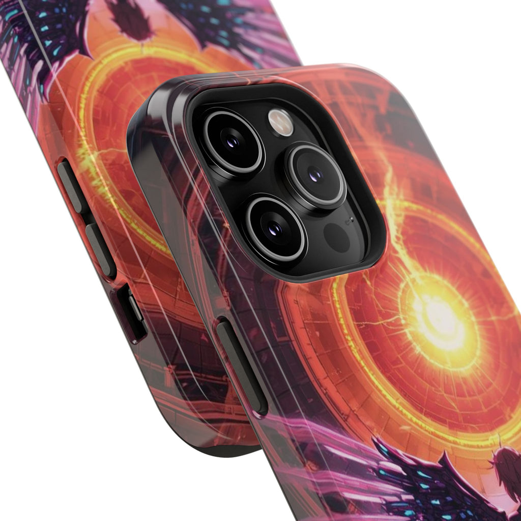 Vi-Anime Phone Case — Angelic Warrior with Fiery Halo Impact-Resistant Design