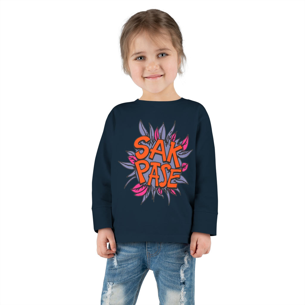Little Vi -  Long Sleeve Tee — Colorful ‘SAK PASE’ Floral Graphic Kids Shirt