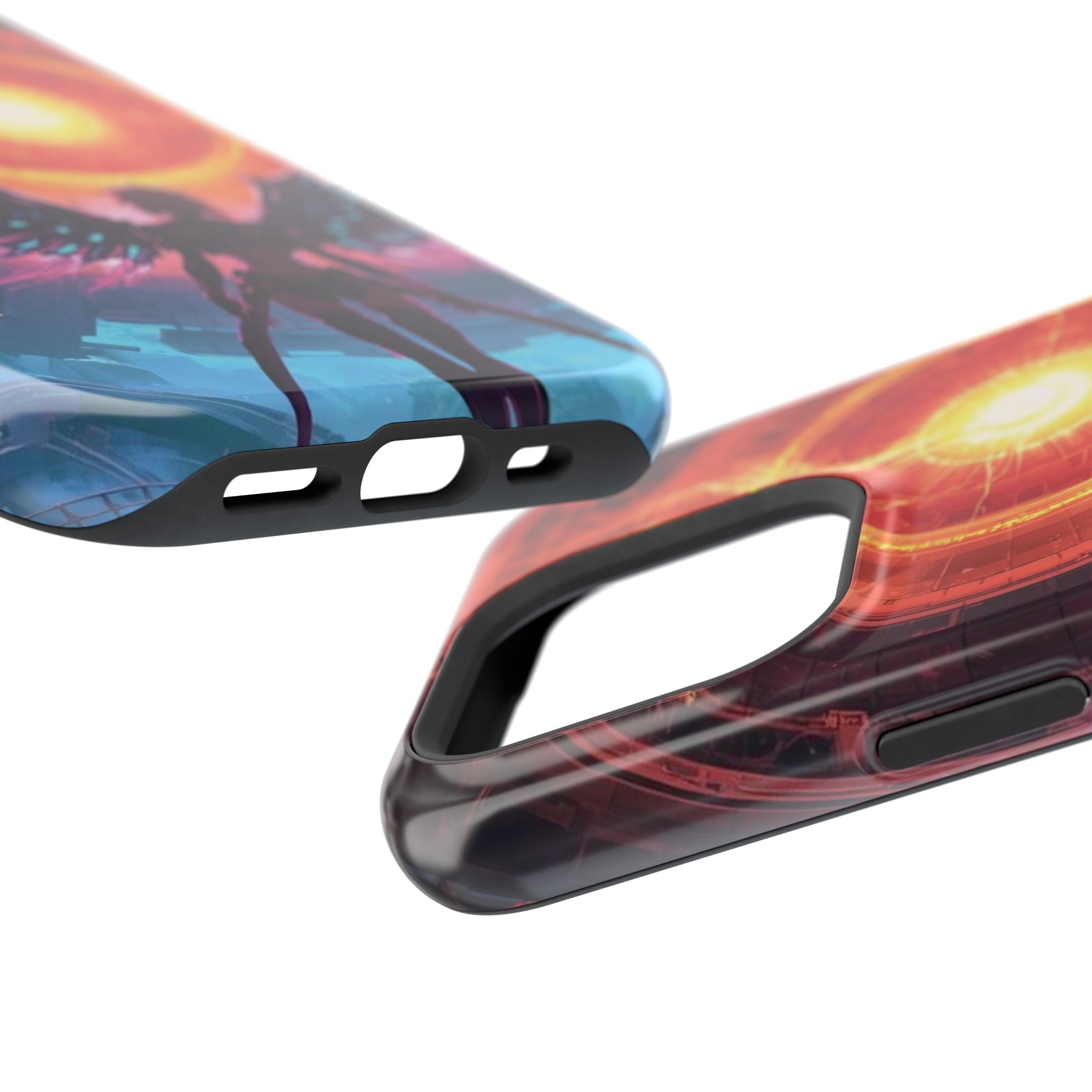 Vi-Anime Phone Case — Angelic Warrior with Fiery Halo Impact-Resistant Design