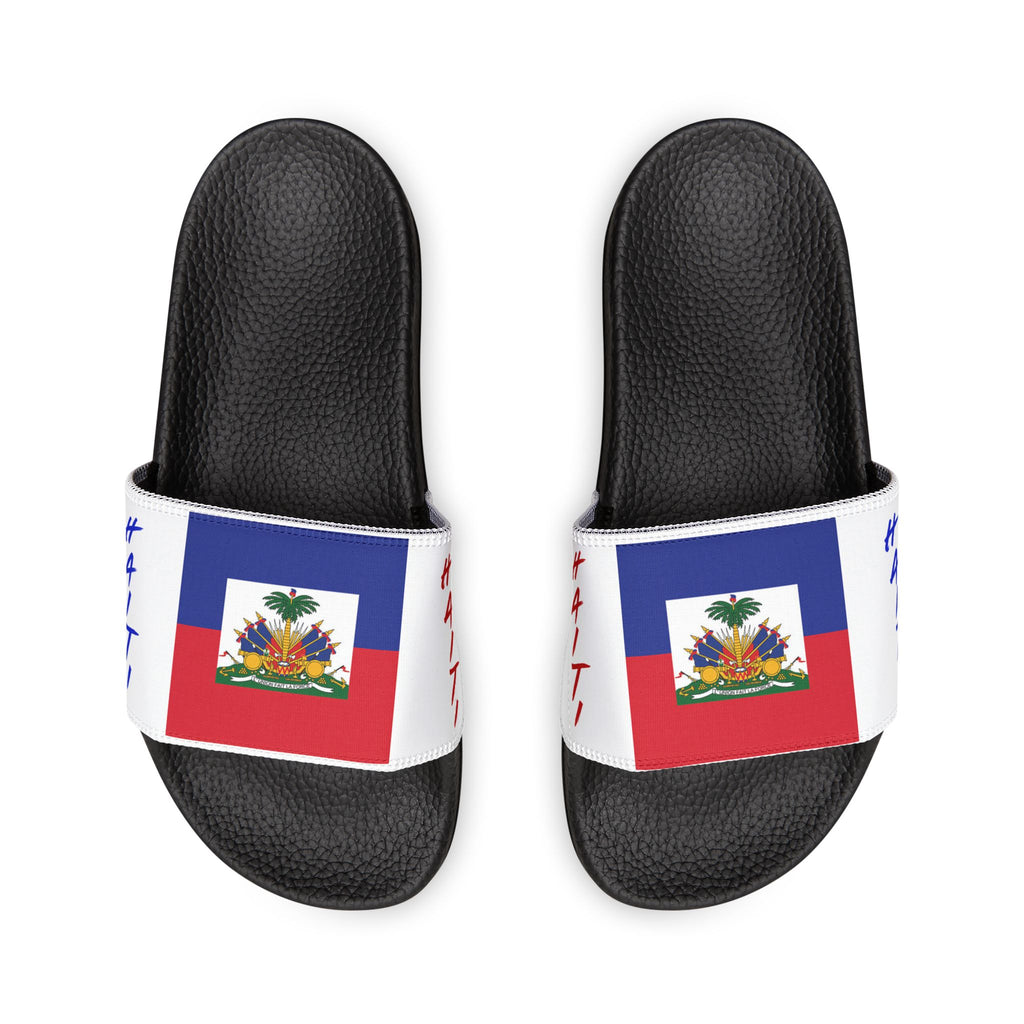 Haiti Flag Slide Sandals — Men's Removable‑Strap Patriotic Pool Slides