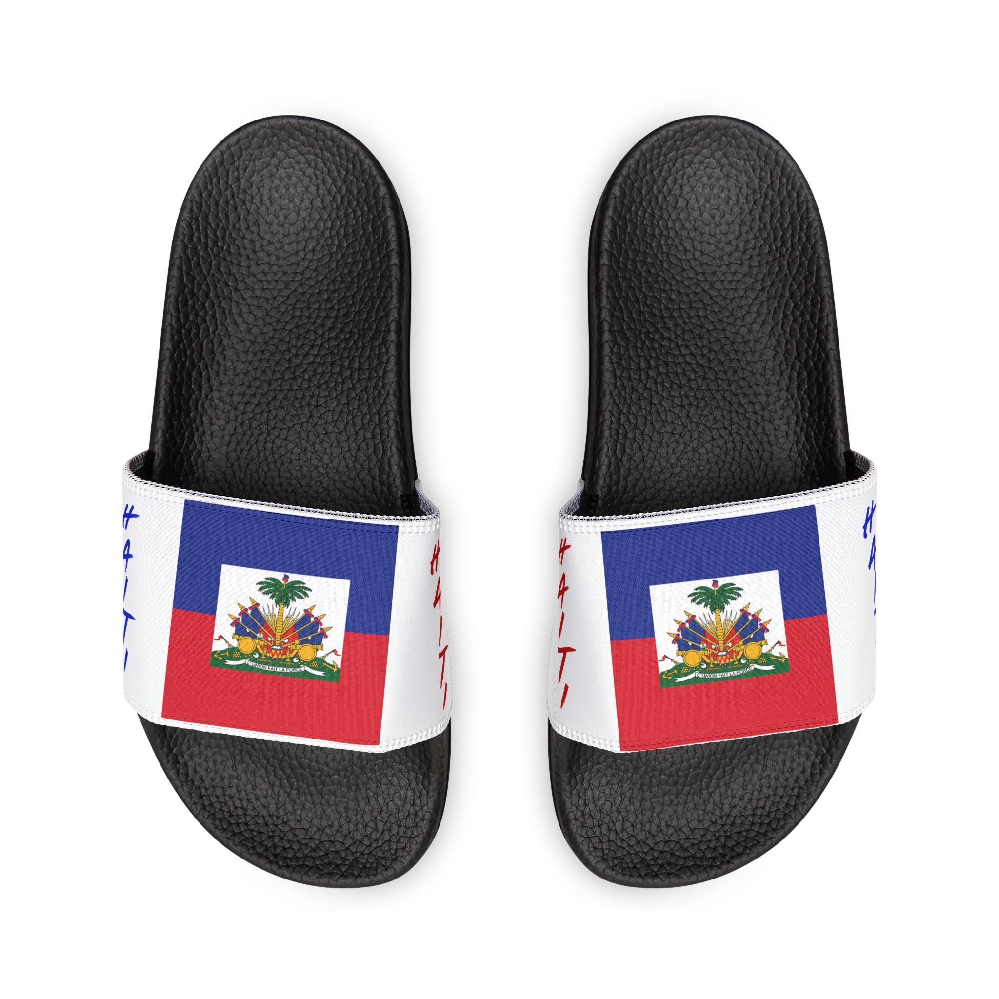 Haiti Flag Slide Sandals — Men's Removable‑Strap Patriotic Pool Slides