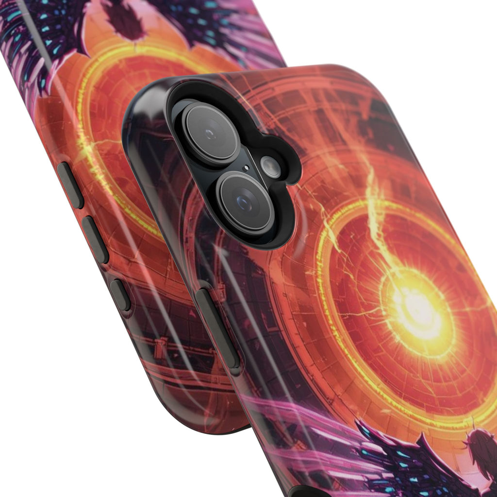 Vi-Anime Phone Case — Angelic Warrior with Fiery Halo Impact-Resistant Design